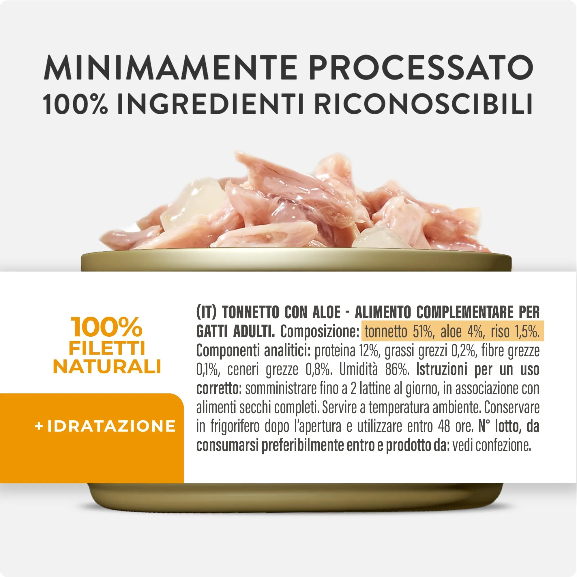 Schesir Filetti di Tonno con Aloe in Gelatina, Cibo Umido Complementare per Gatti, 12 lattine da 70g - immagine 4
