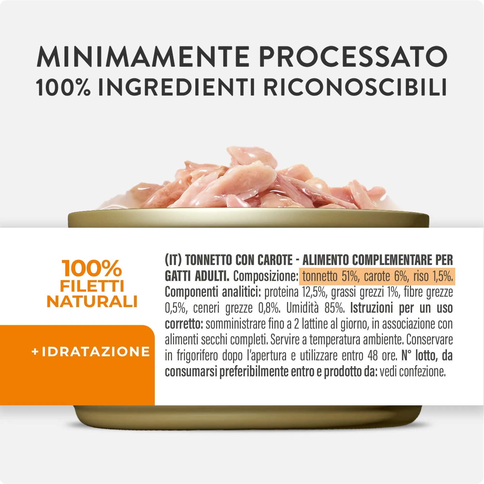 Schesir Filetti di Tonno con Carote in Gelatina, Cibo Umido Complementare per Gatti, 12 lattine da 70g - immagine 4
