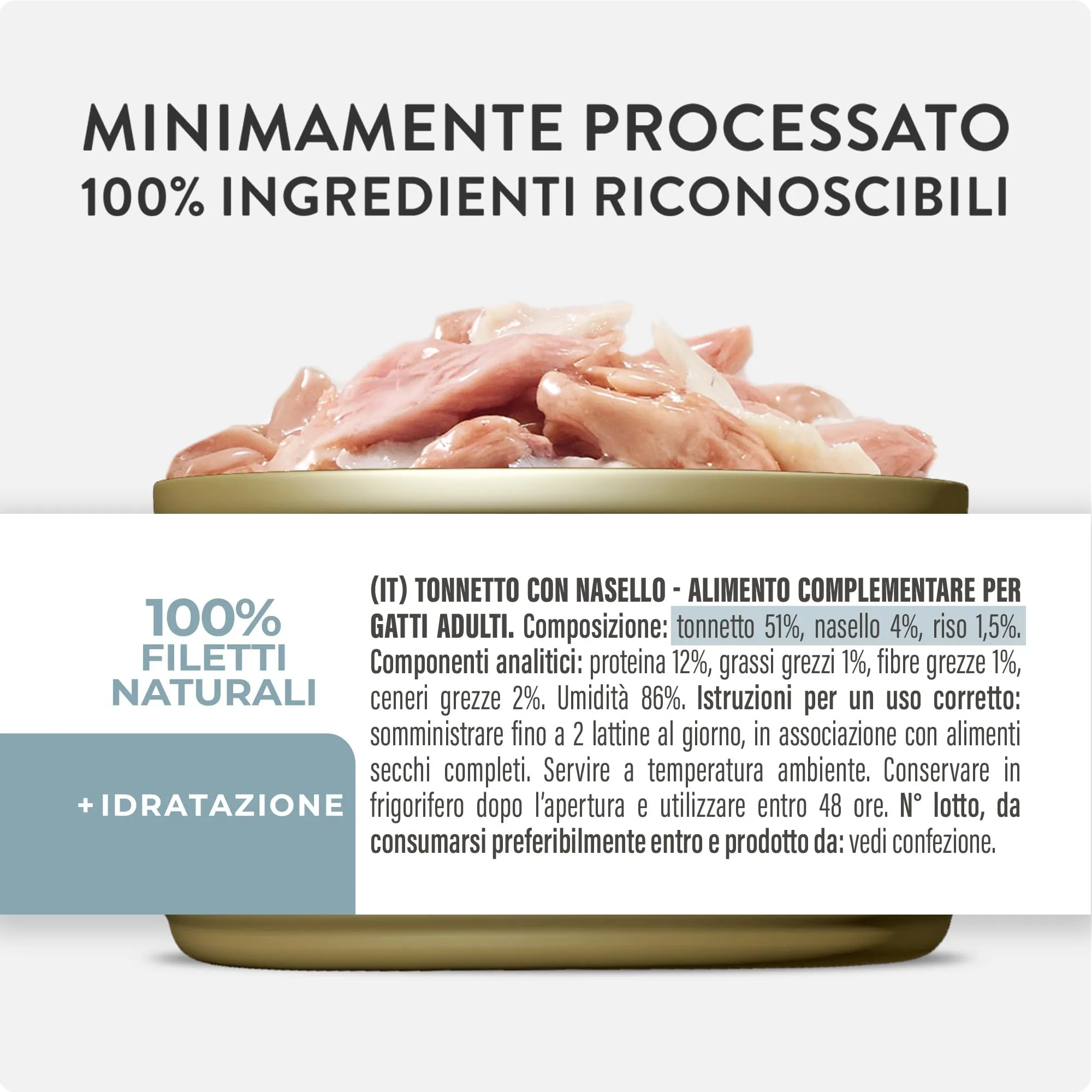 Schesir Filetti di Tonno con Nasello in Gelatina, Cibo Umido Complementare per Gatti, 12 lattine da 70g - immagine 4