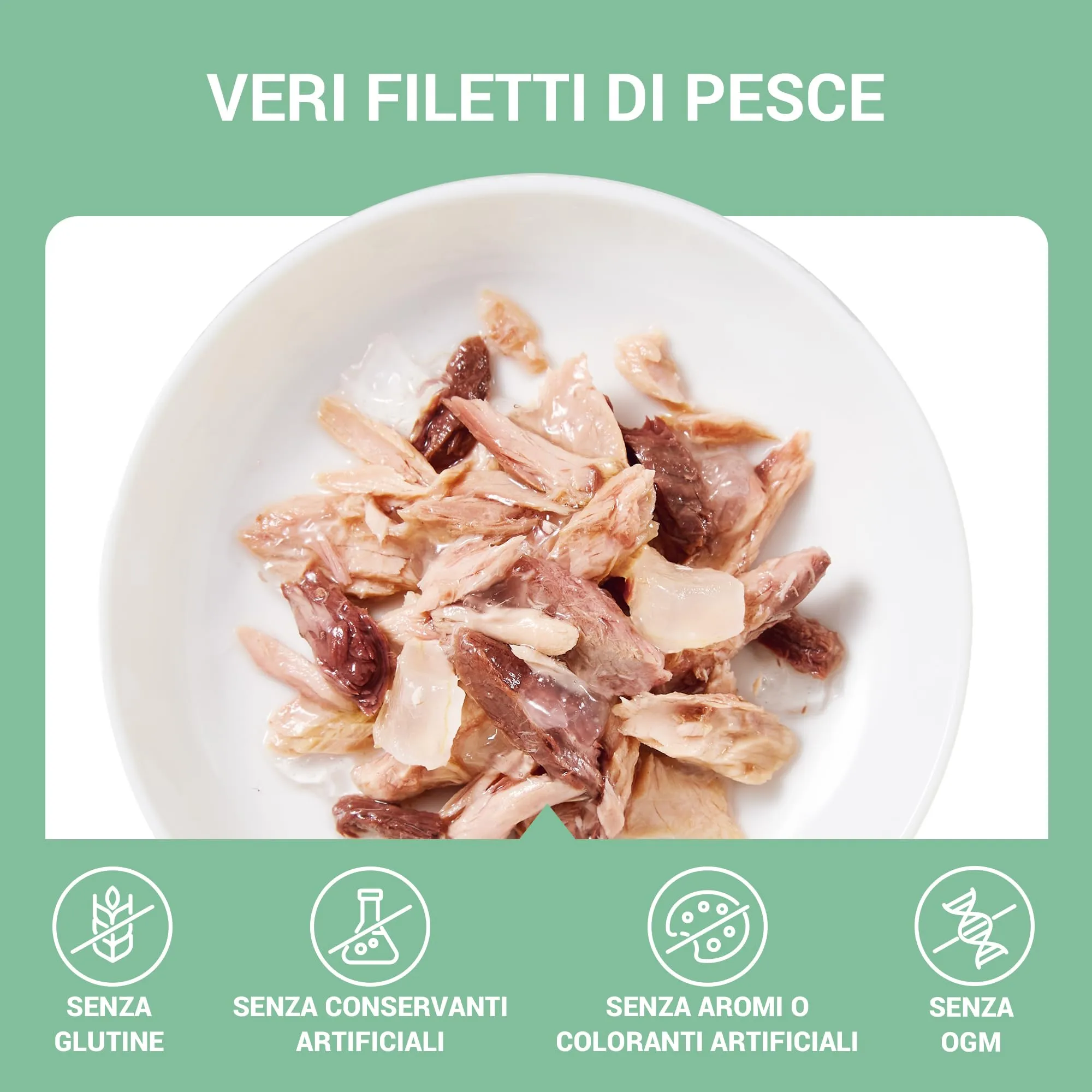 Schesir Filetti di Tonno con Alghe in Gelatina, Cibo Umido Complementare per Gatti, 12 lattine da 70g - immagine 5