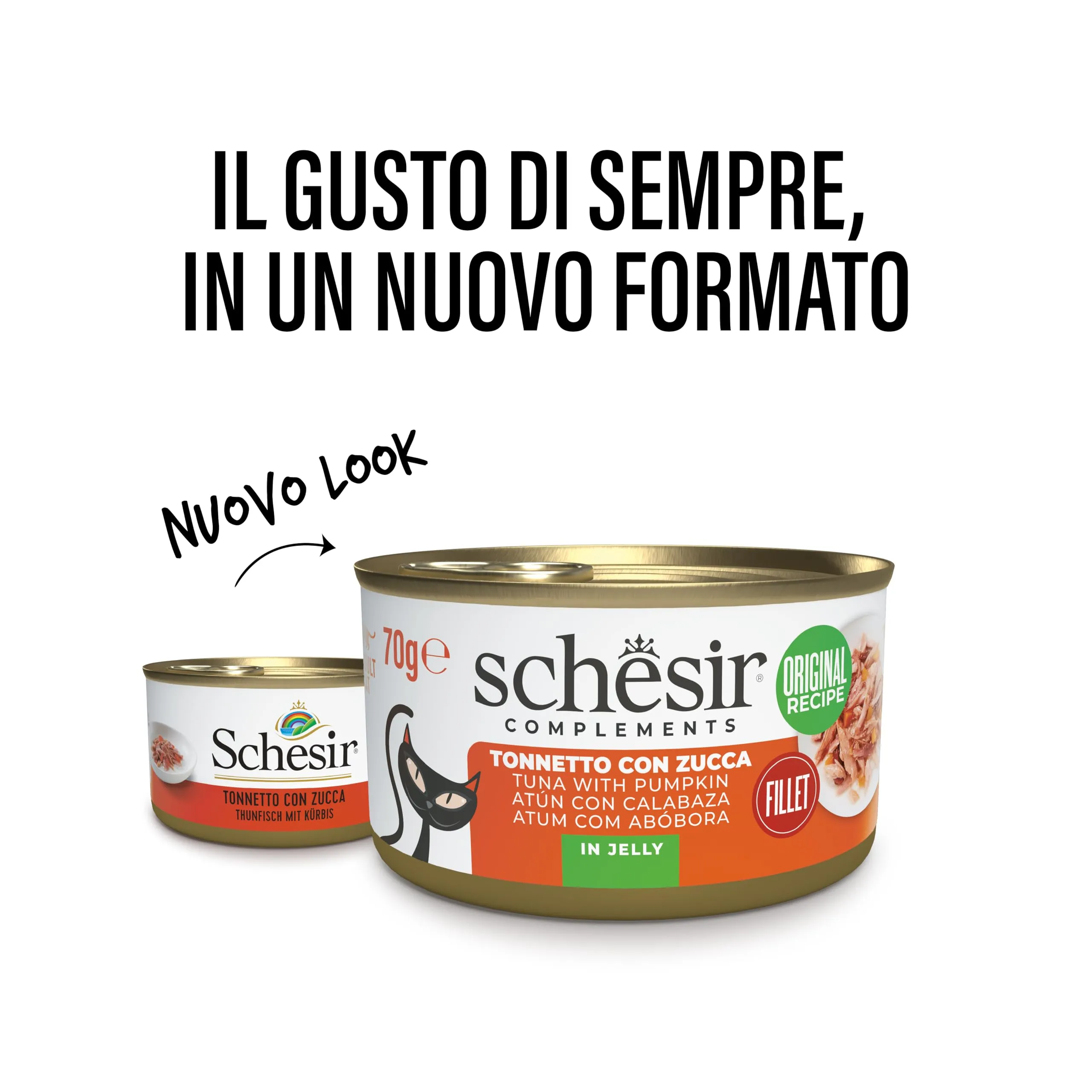 Schesir Filetti di Tonno con Zucca in Gelatina, Cibo Umido Complementare per Gatti, 12 lattine da 70g - immagine 2