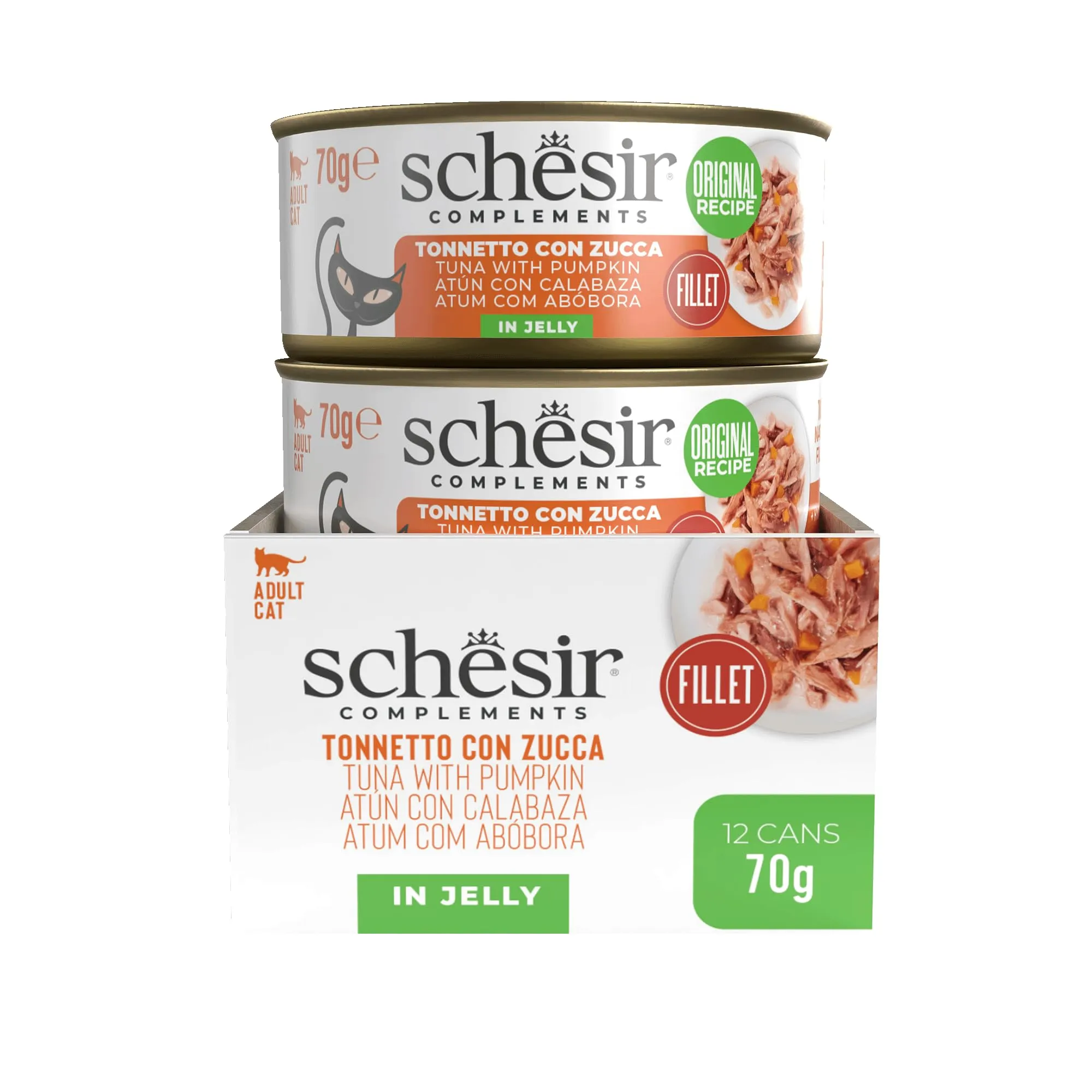 Schesir Filetti di Tonno con Zucca in Gelatina, Cibo Umido Complementare per Gatti, 12 lattine da 70g - immagine 6