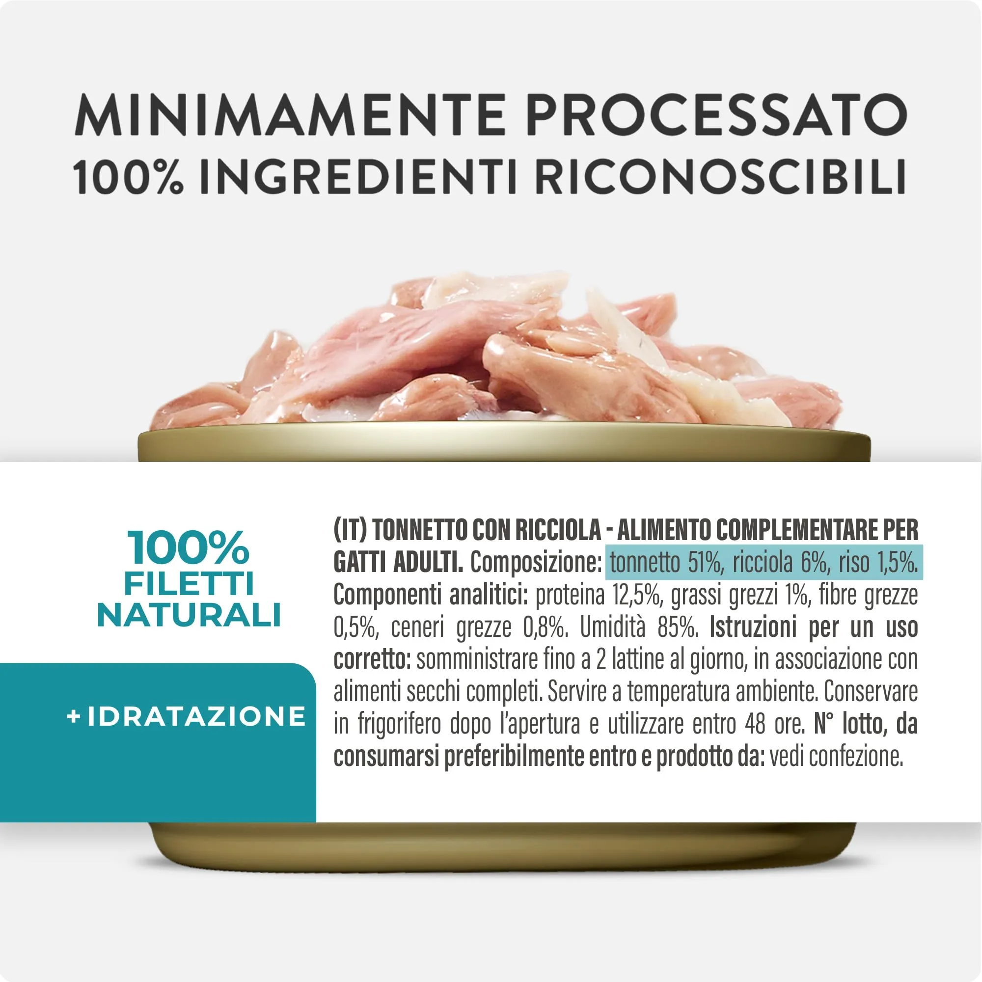 Schesir Filetti di Tonno con Ricciola in Gelatina, Cibo Umido Complementare per Gatti, 12 x 70g - immagine 4