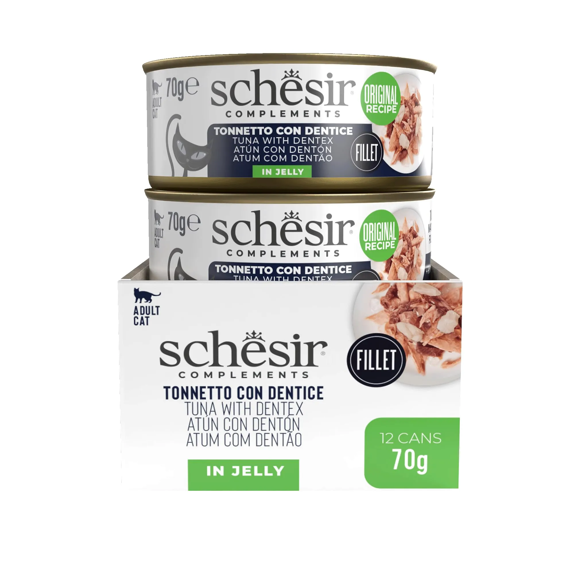 Schesir Filetti di Tonno con Dentice in Gelatina, Cibo Umido Complementare per Gatti, 12 x 70g - immagine 6
