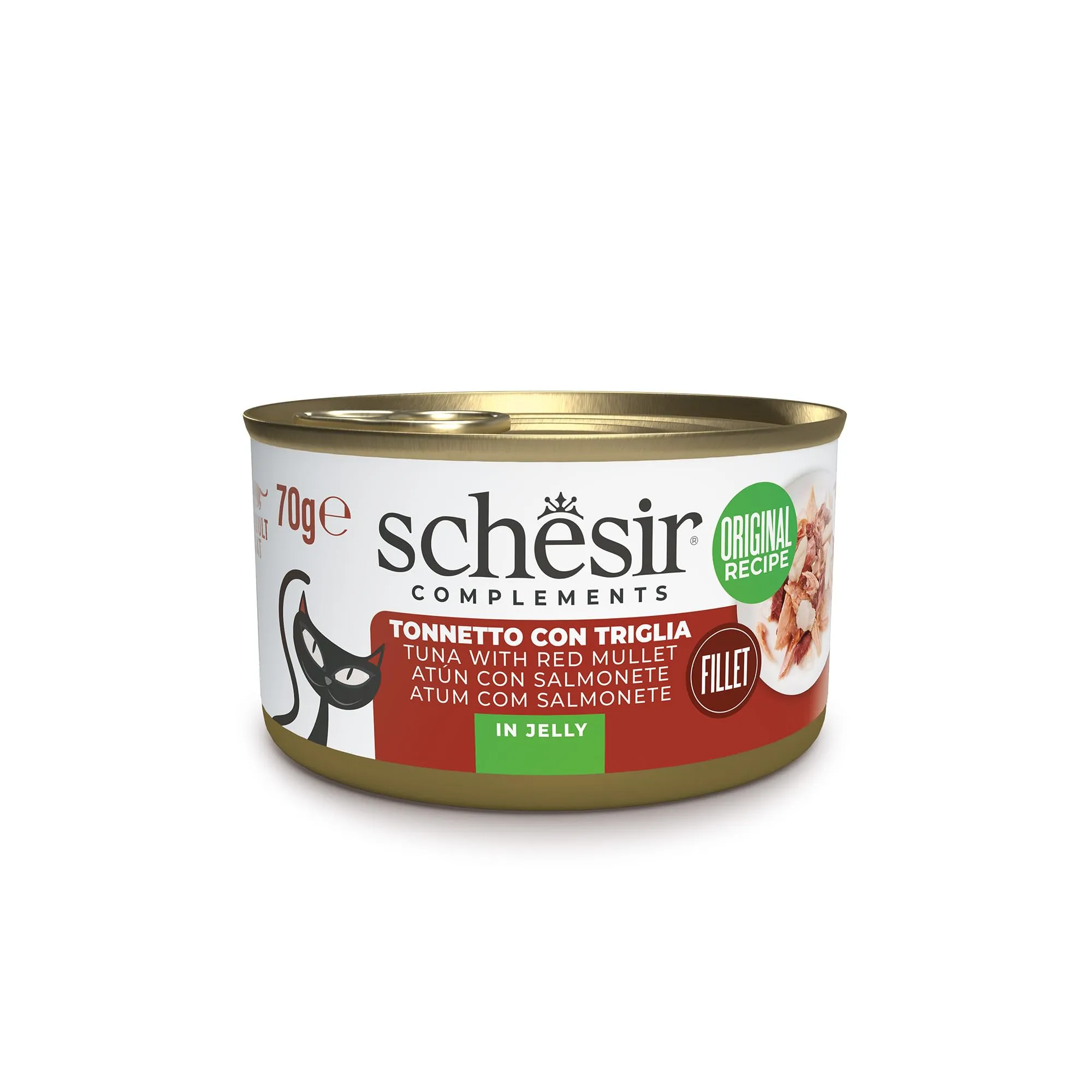 Schesir Filetti di Tonno con Triglia in Gelatina, Cibo Umido Complementare per Gatti, 12 x 70g - immagine 1