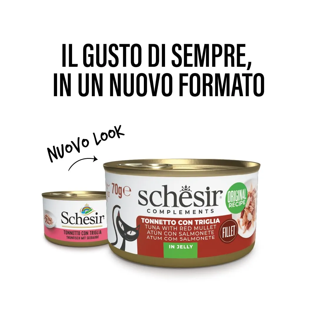 Schesir Filetti di Tonno con Triglia in Gelatina, Cibo Umido Complementare per Gatti, 12 x 70g - immagine 2