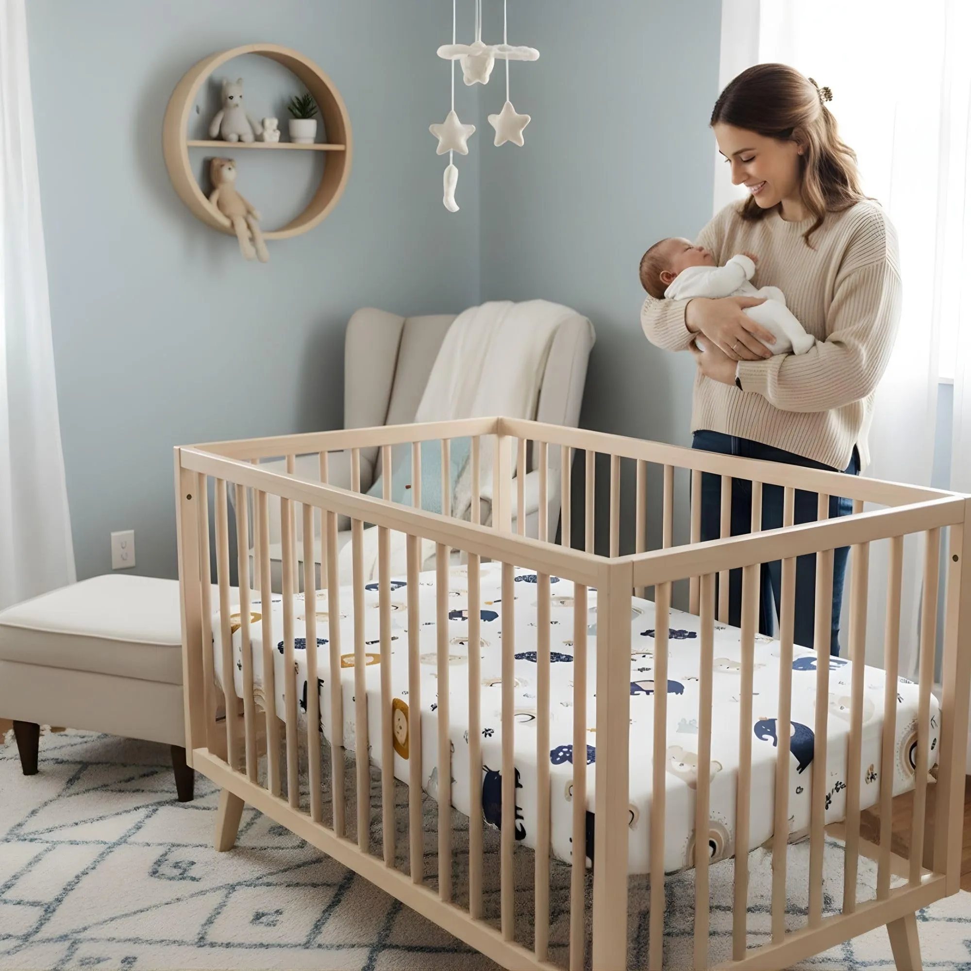 Totsy Baby Set di 3 Lenzuola con Angoli e Coprimaterasso Impermeabile per Passeggino, 40x90 cm - immagine 6