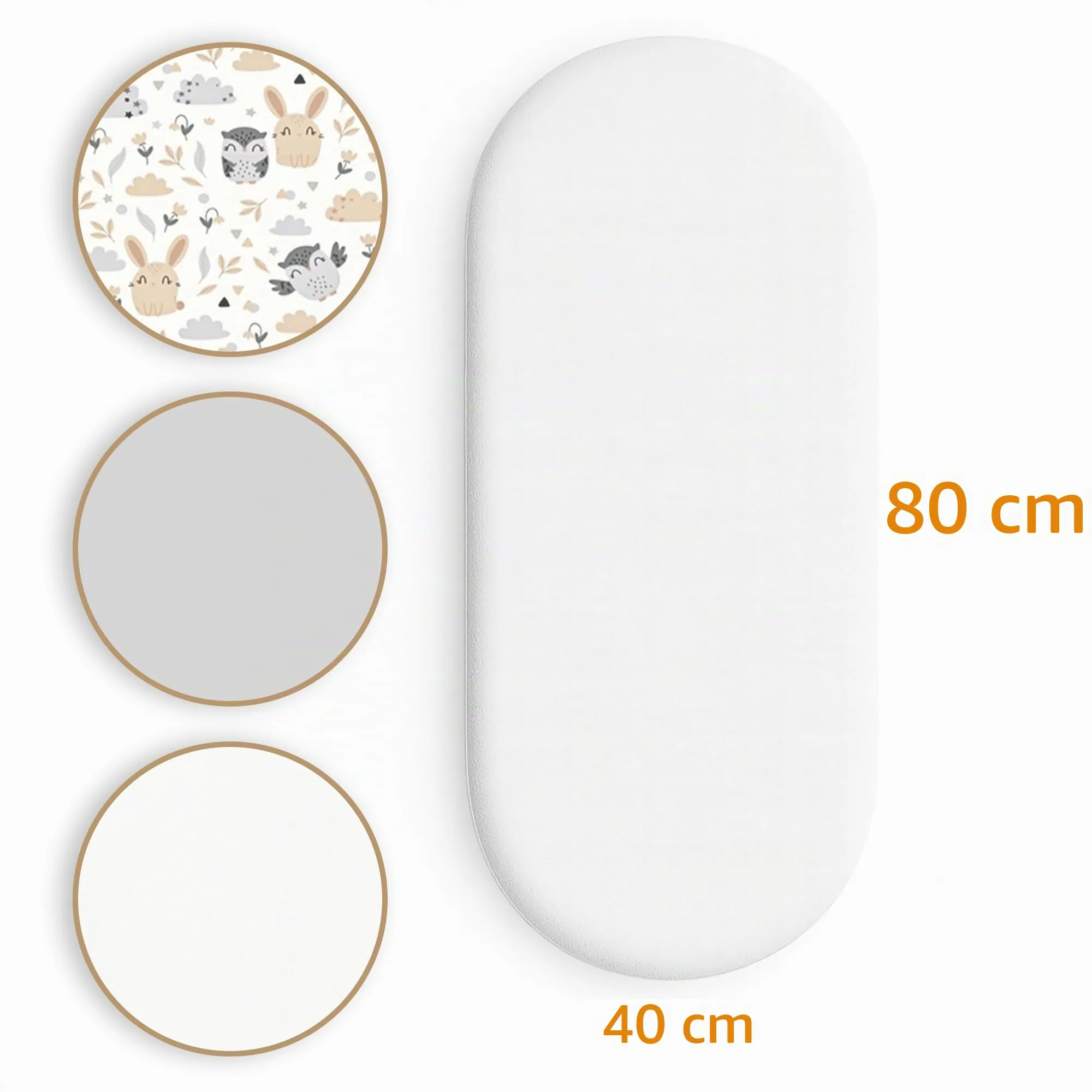 Totsy Baby Set di 3 Lenzuola con Angoli e Coprimaterasso Impermeabile per Passeggino, 40x80 cm, Gufi Grigi - immagine 2