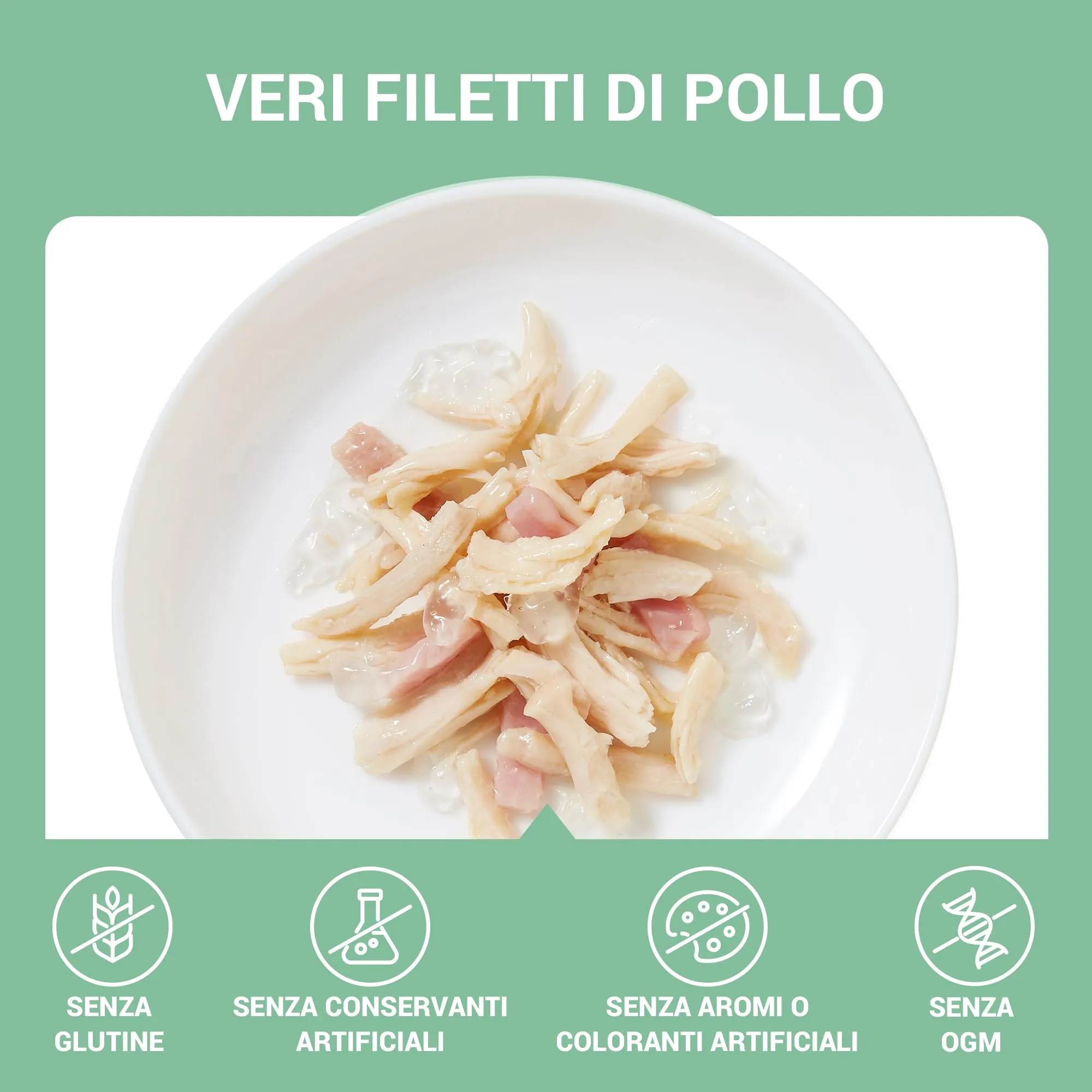 Schesir Filetti di Pollo con Spigola in Gelatina, Cibo Umido Complementare per Gatti, 12 lattine da 70g - immagine 4