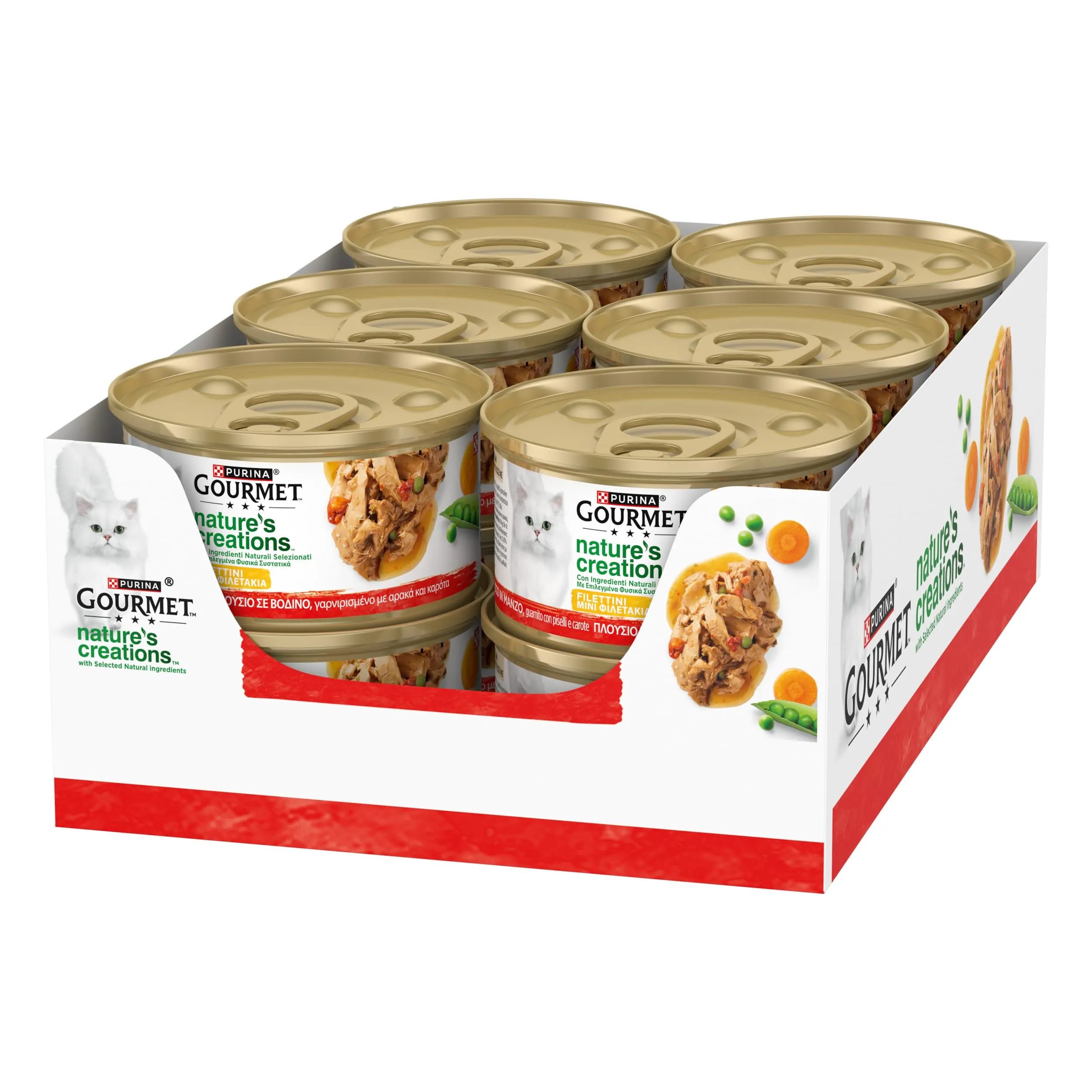 Gourmet Nature's Creations Cibo Umido per Gatti Adulti Filettini con Manzo, Piselli e Carote, 12 x 85g - immagine 2