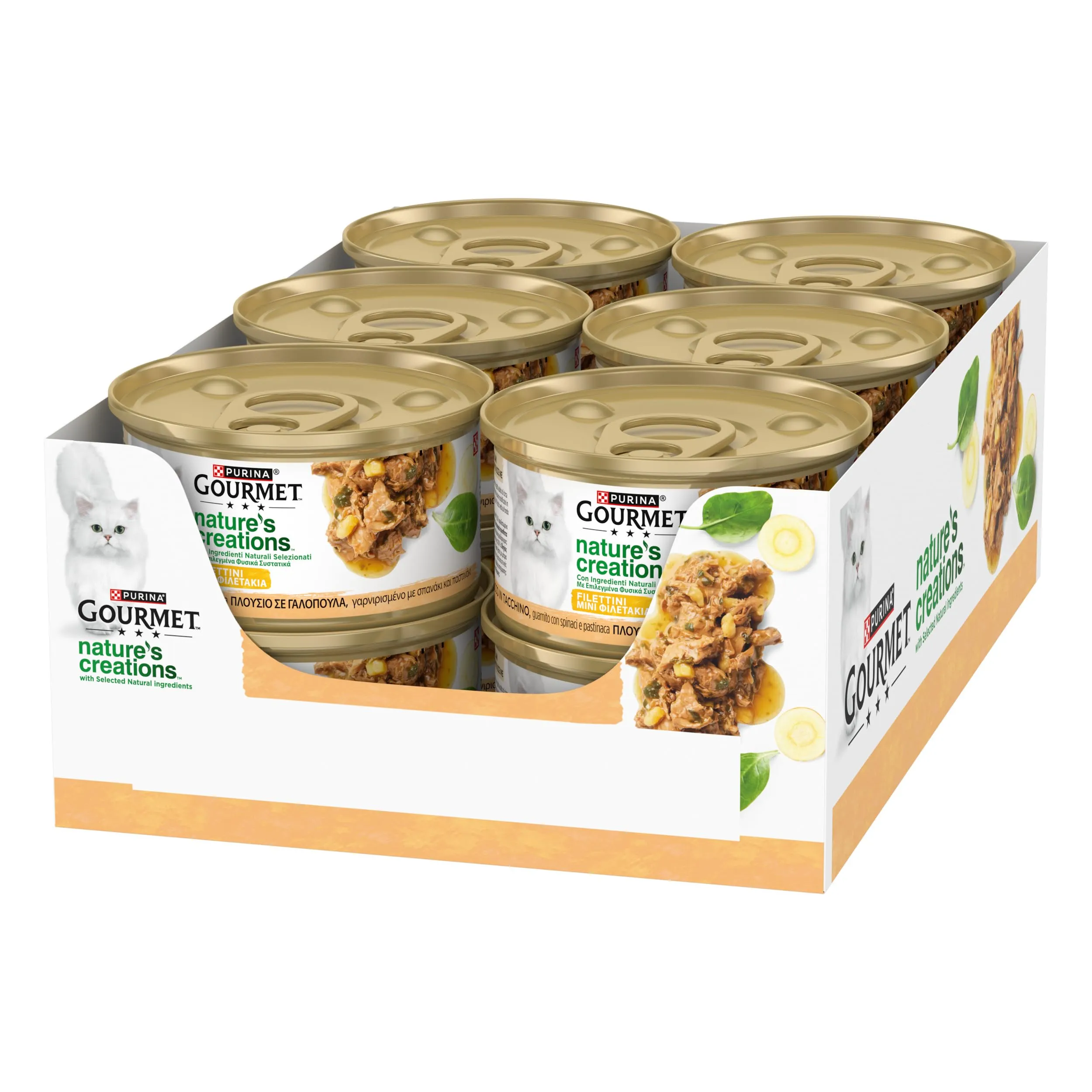 Gourmet Nature's Creations Cibo Umido per Gatti Adulti Filettini con Tacchino, Spinaci e Pastinaca 12x85g - immagine 2