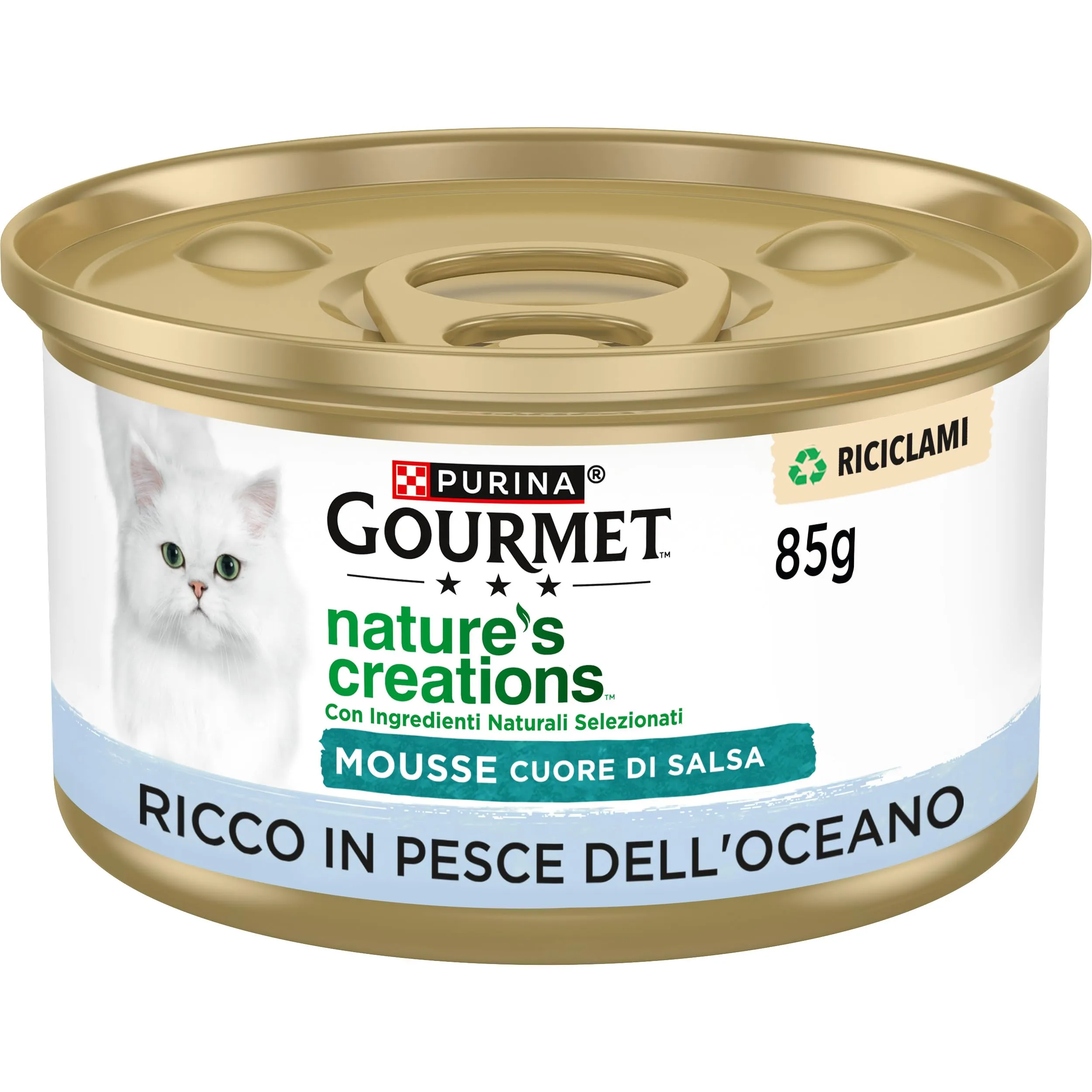 Gourmet Nature's Creations Cuore di Salsa Cibo Umido per Gatti Adulti Mousse con Pesce dell'Oceano e Spinaci, 12 x 85g - immagine 3