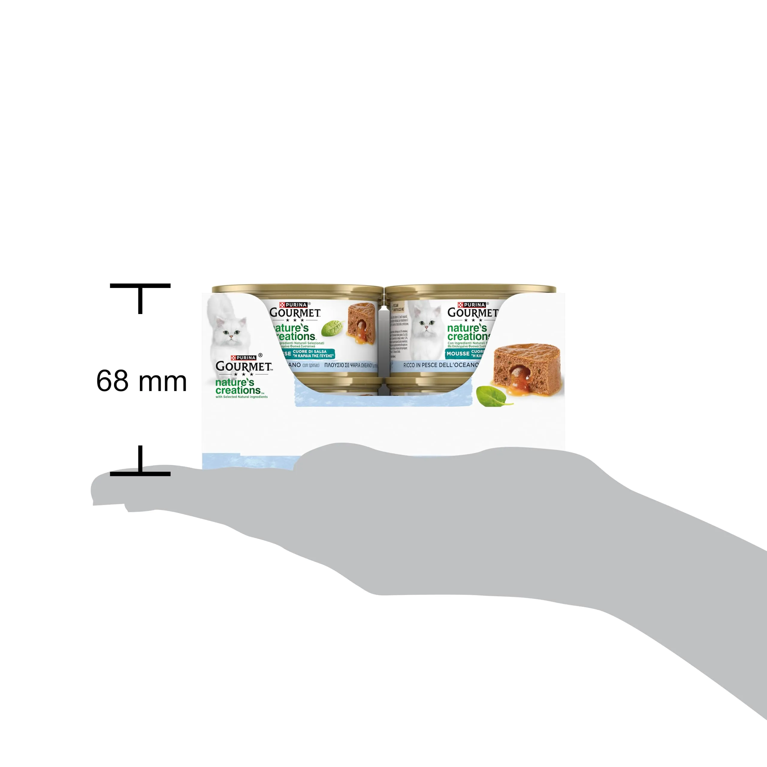 Gourmet Nature's Creations Cuore di Salsa Cibo Umido per Gatti Adulti Mousse con Pesce dell'Oceano e Spinaci, 12 x 85g - immagine 4
