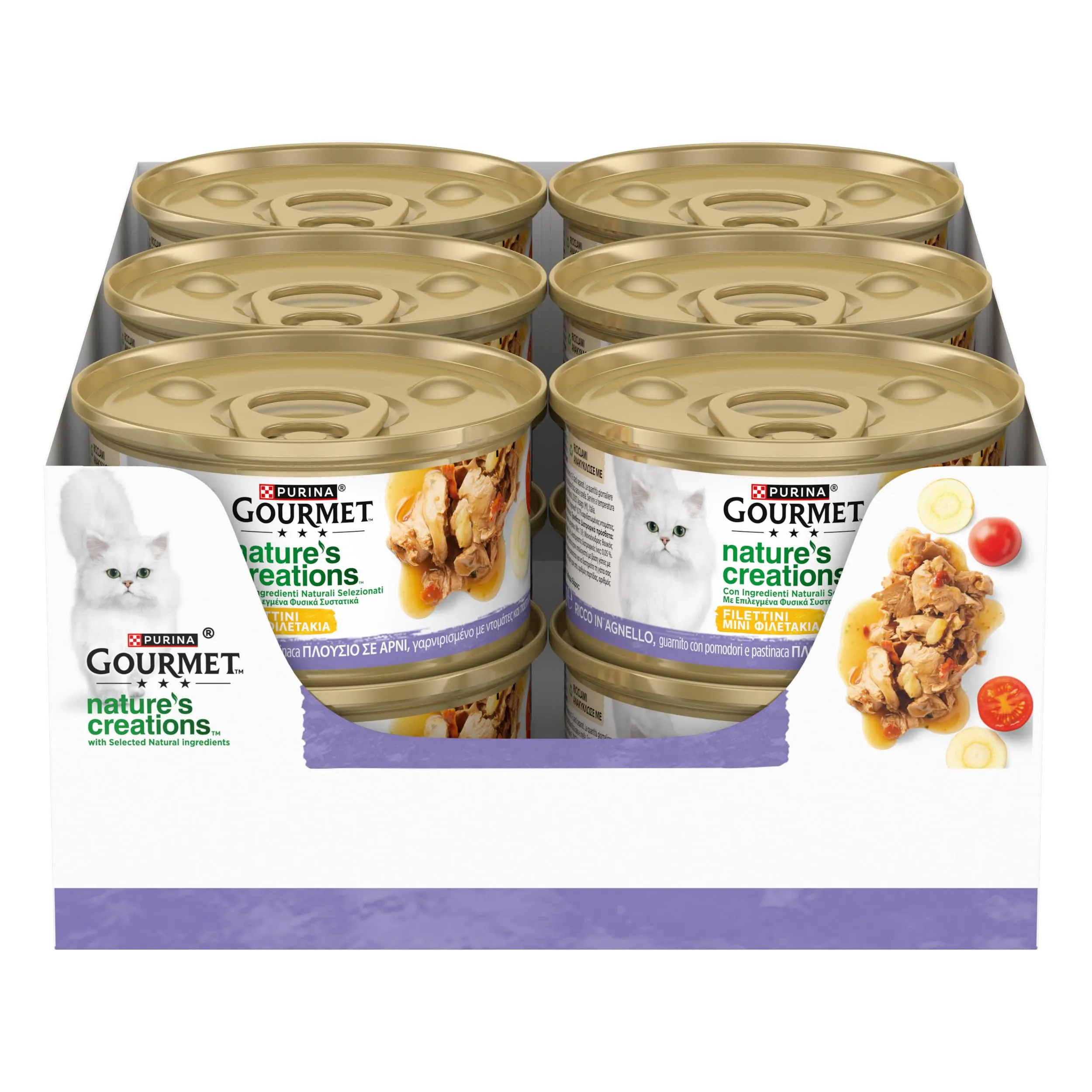 Gourmet Nature's Creations Cibo Umido per Gatti Adulti Filettini con Agnello, Pomodori e Pastinaca, 12 x 85g - immagine 1