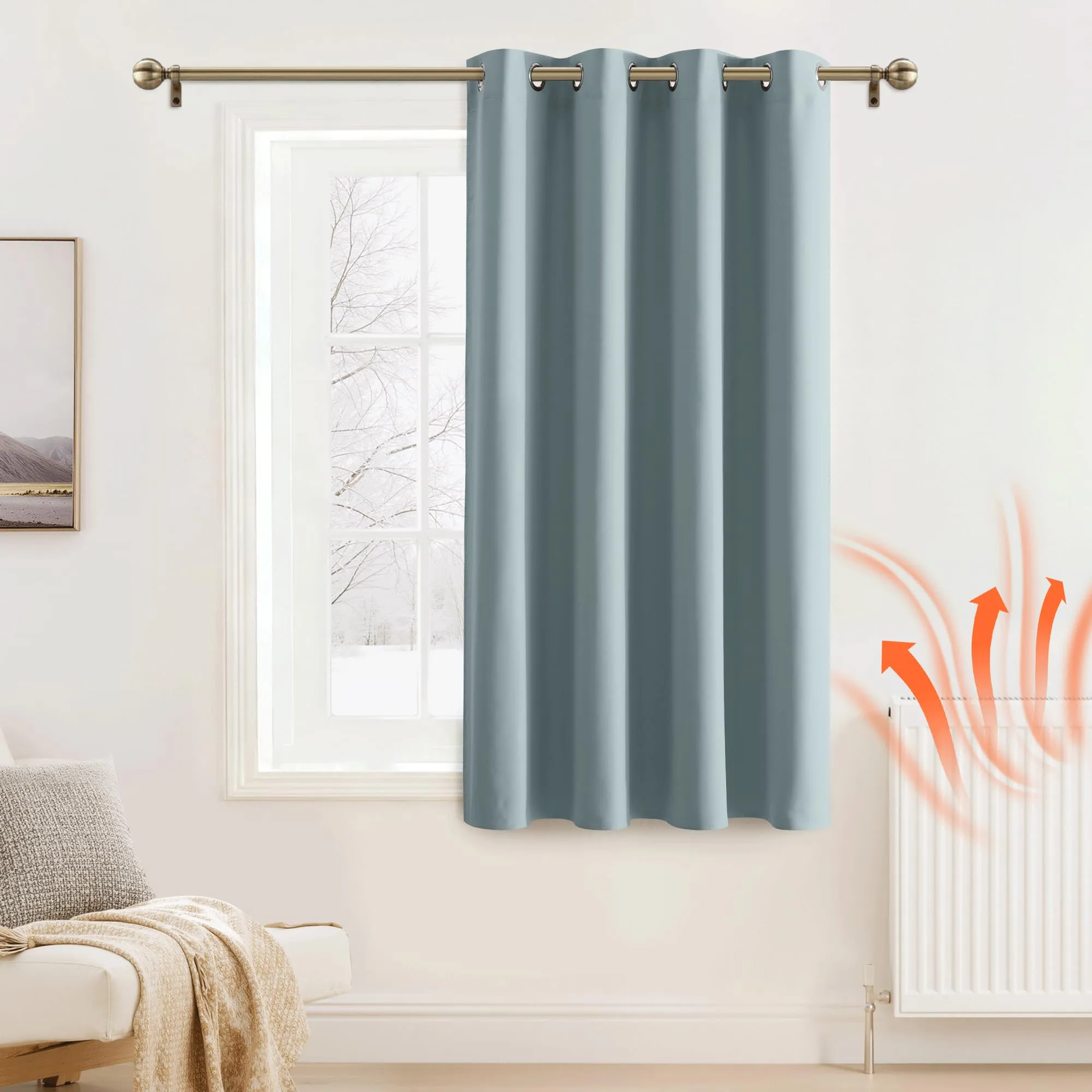 PONY DANCE Tenda Oscurante Termica Isolante 140L x 180A cm, Blu Grigiastro - immagine 2