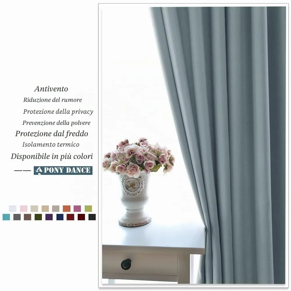 PONY DANCE Tenda Oscurante Termica Isolante 140L x 180A cm, Blu Grigiastro - immagine 8