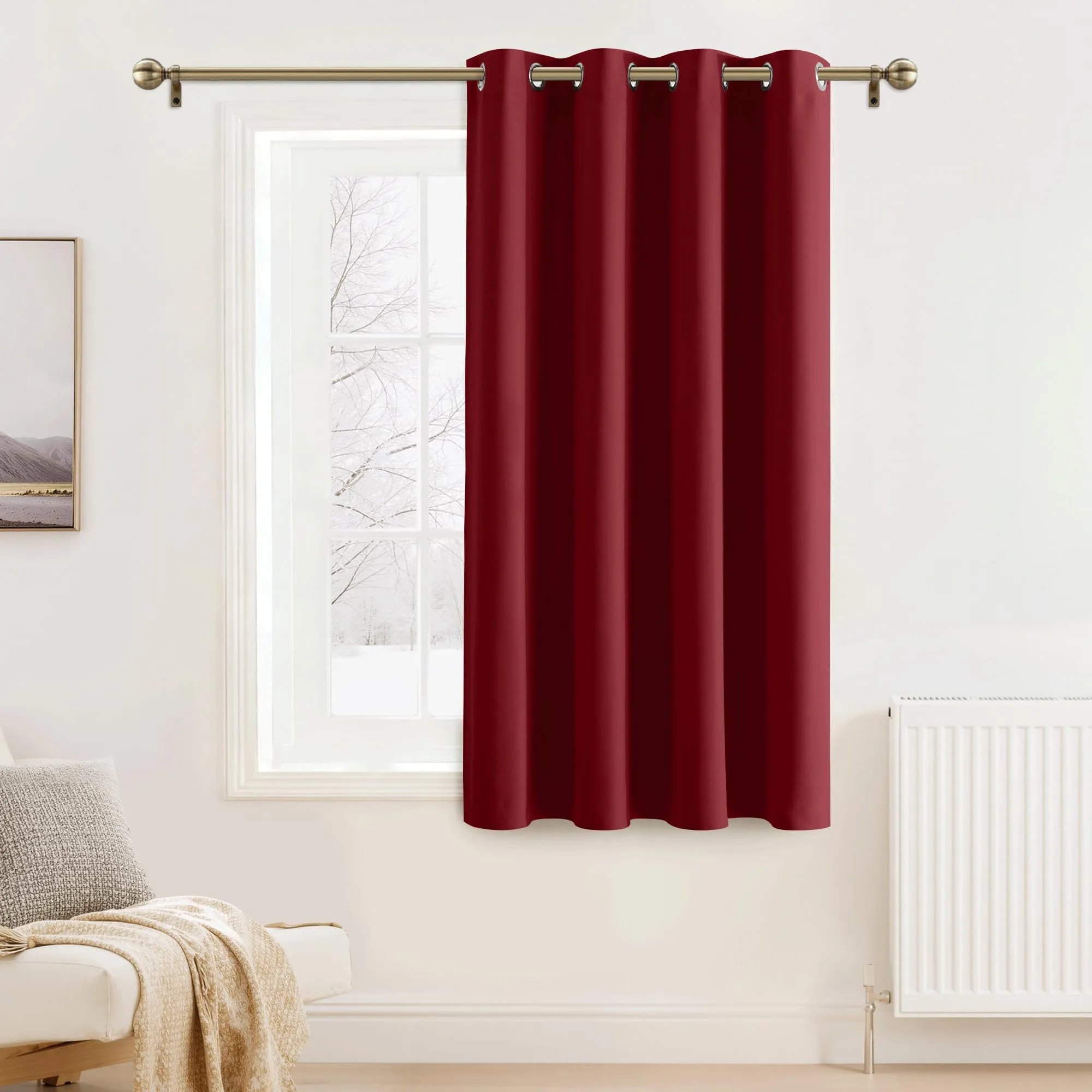 PONY DANCE Tenda Oscurante Termica Isolante per Camera da Letto, 140 x 145 cm, Rosso - immagine 1
