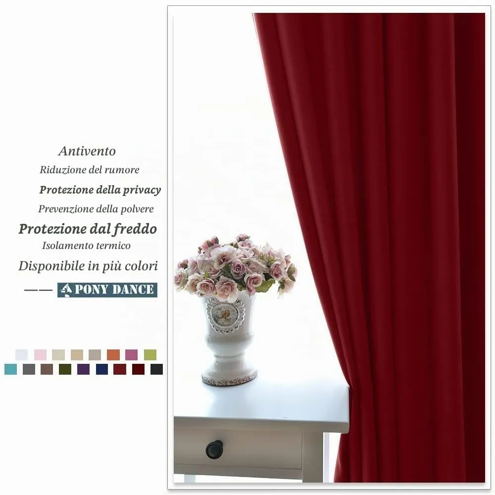 PONY DANCE Tenda Oscurante Termica Isolante per Camera da Letto, 140 x 145 cm, Rosso - immagine 8
