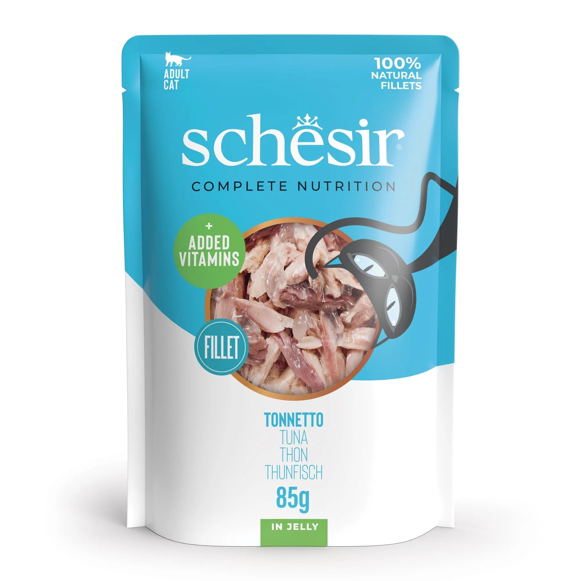 Schesir Filetti di Tonnetto in Gelatina, Alimento Umido Completo per Gatti, 12 x 85g - immagine 1