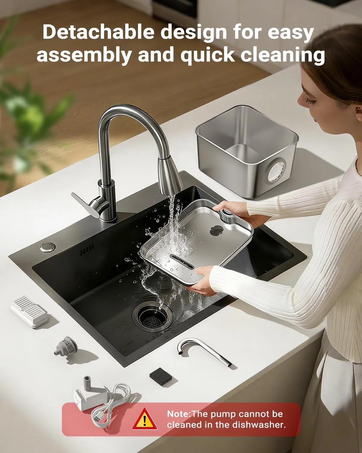 BalimoPet Fontanella per Gatti in Acciaio Inox 2,6L con Rubinetto e LED, Sistema di Quadrupla Filtrazione, BP03 - immagine 5