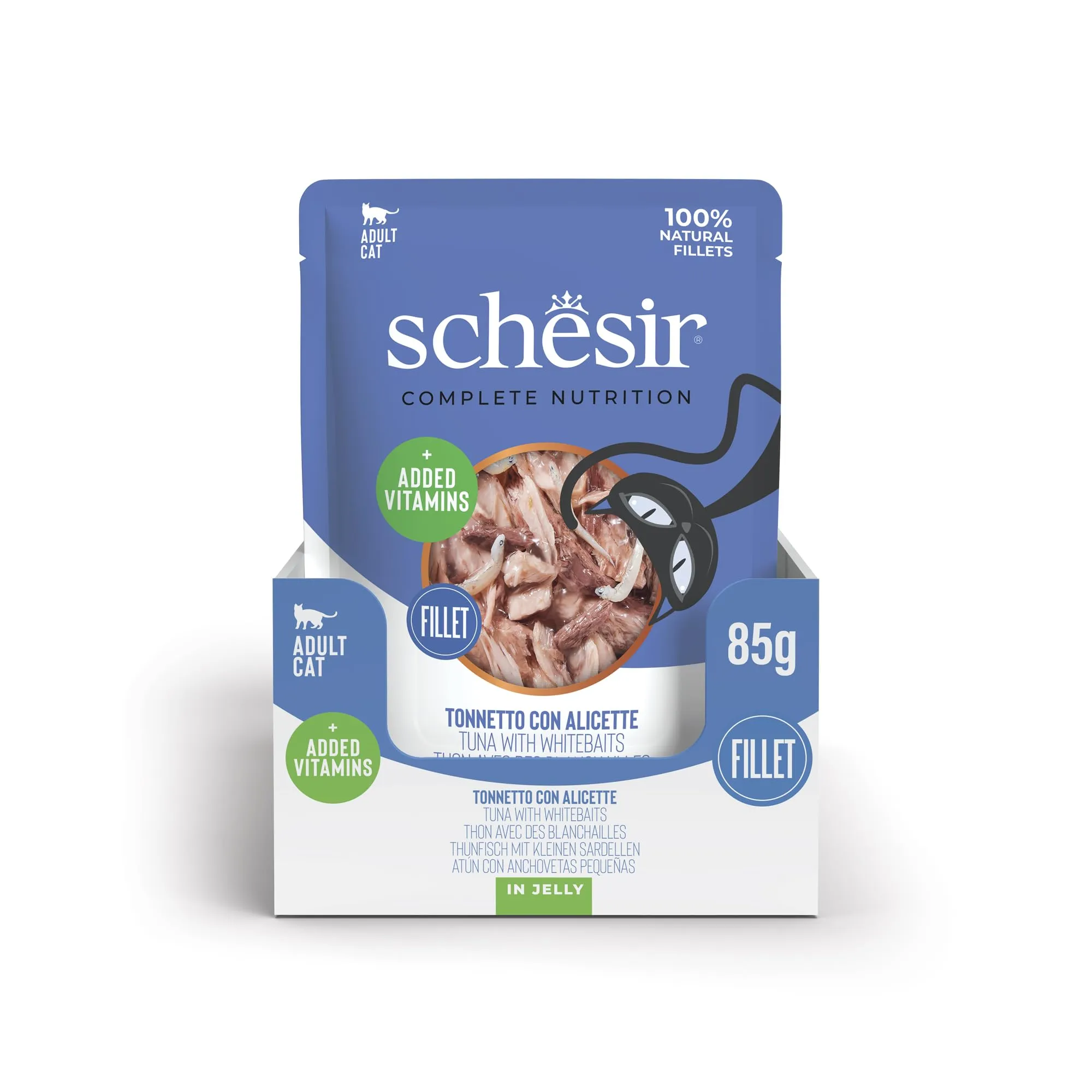 Schesir Tonnetto con Alicette in Gelatina, Alimento Umido Completo per Gatti, 12 x 85g - immagine 2