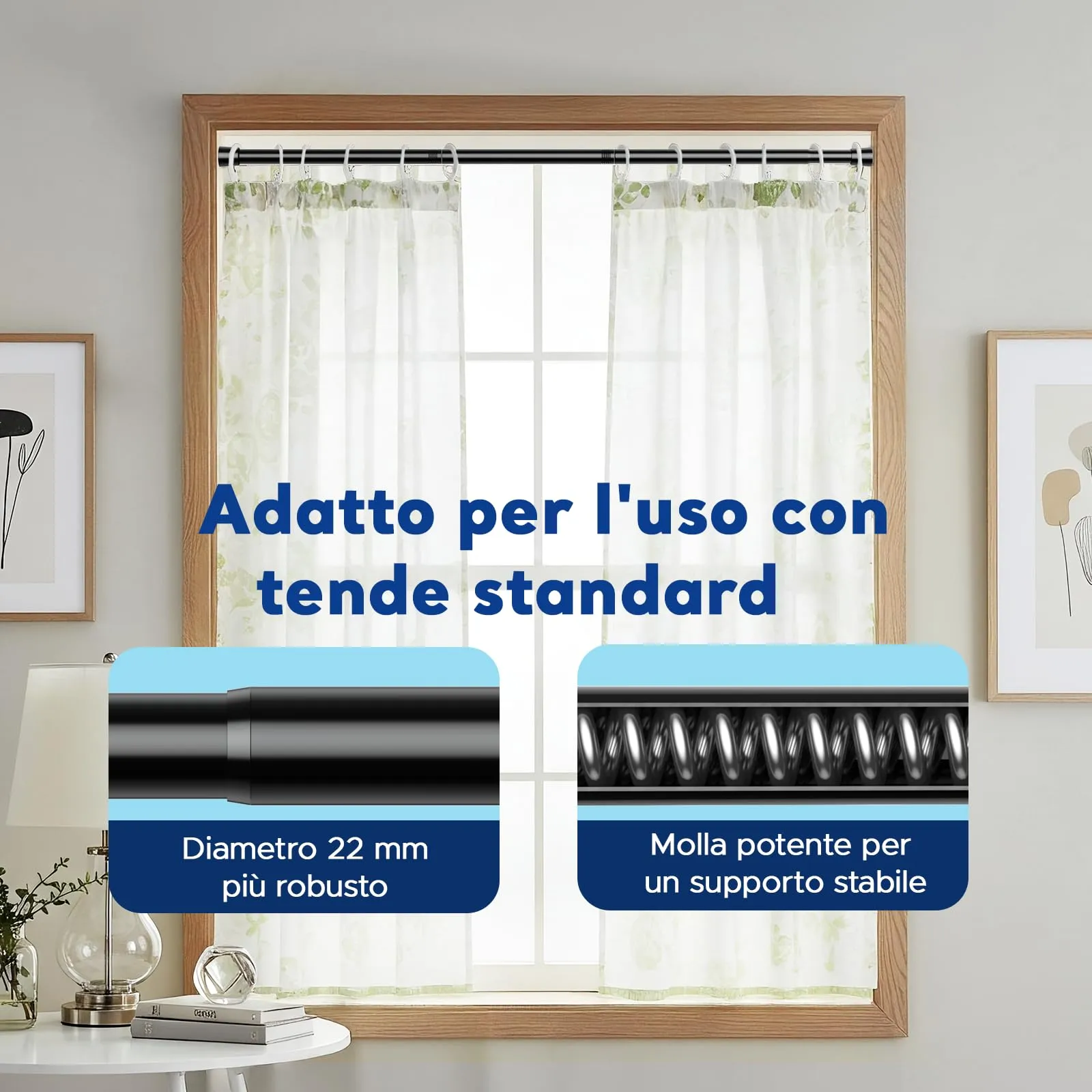 BSYXLSX Bastoni per Tende a Pressione, 75-123 cm, Ø 22 mm, Nero - immagine 7