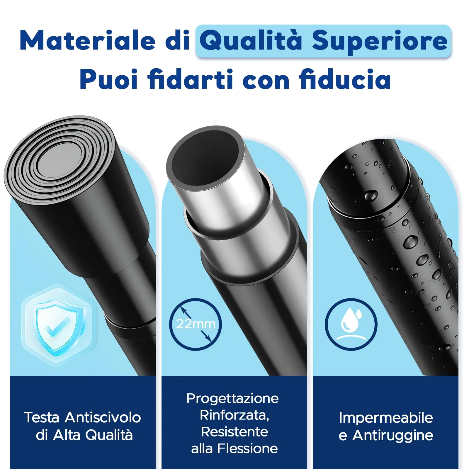 BSYXLSX Bastoni per Tende a Pressione, 75-147 cm, Ø 22 mm, Nero - immagine 5