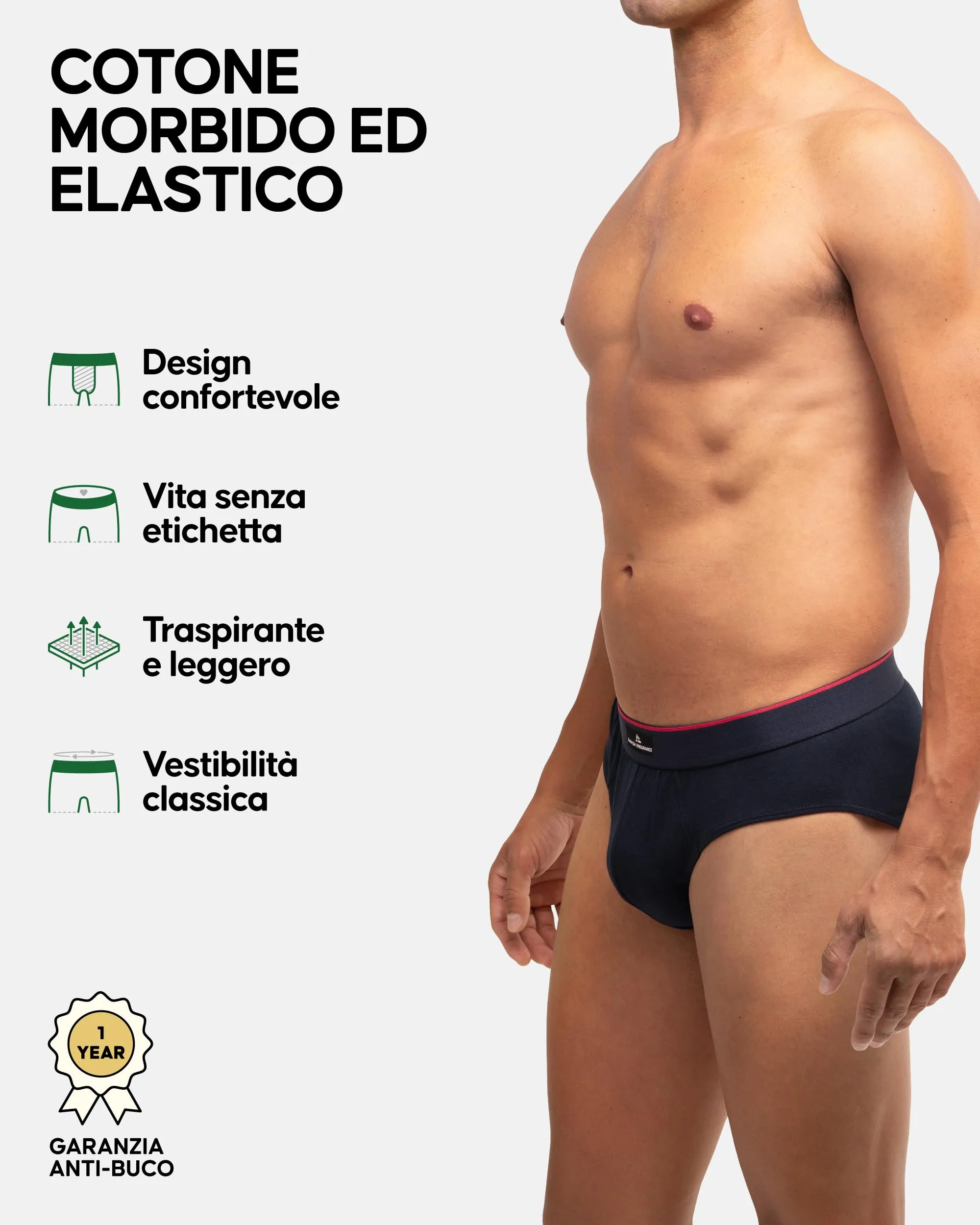 Danish Endurance Slip Uomo Cotone, Navy/Rosso, 3XL - immagine 2