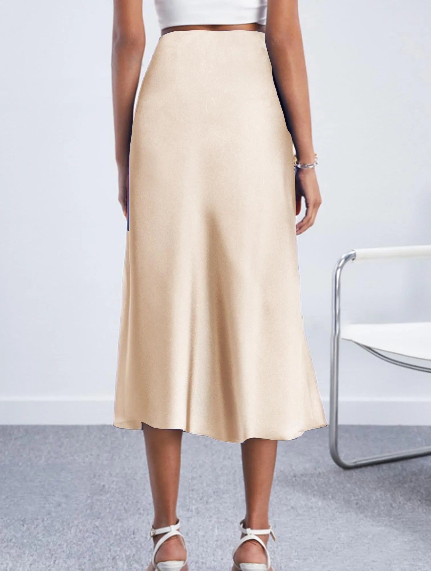 Koerye Gonna Donna Midi Satinata Vita Alta A-Line - immagine 5
