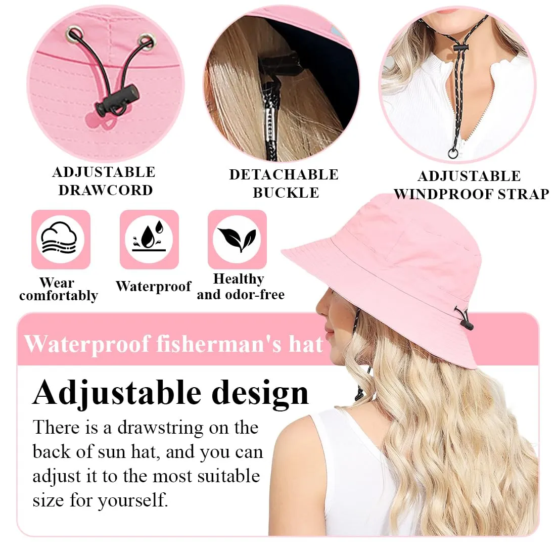 AIYVELU Cappello Bucket Hat Donna Estivo Antipioggia e Protezione Solare Pieghevole e Traspirante - immagine 3