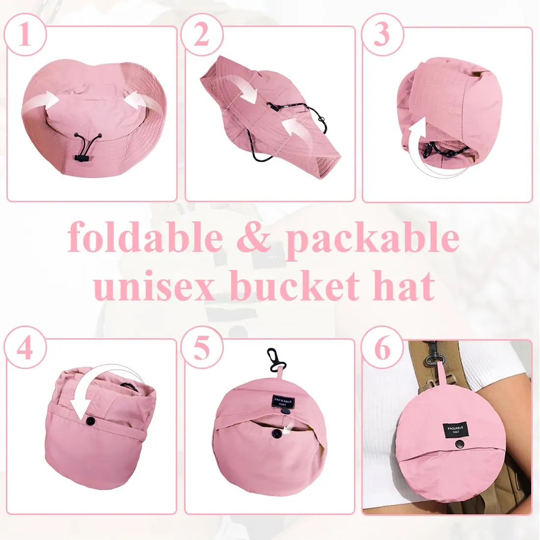AIYVELU Cappello Bucket Hat Donna Estivo Antipioggia e Protezione Solare Pieghevole e Traspirante - immagine 5