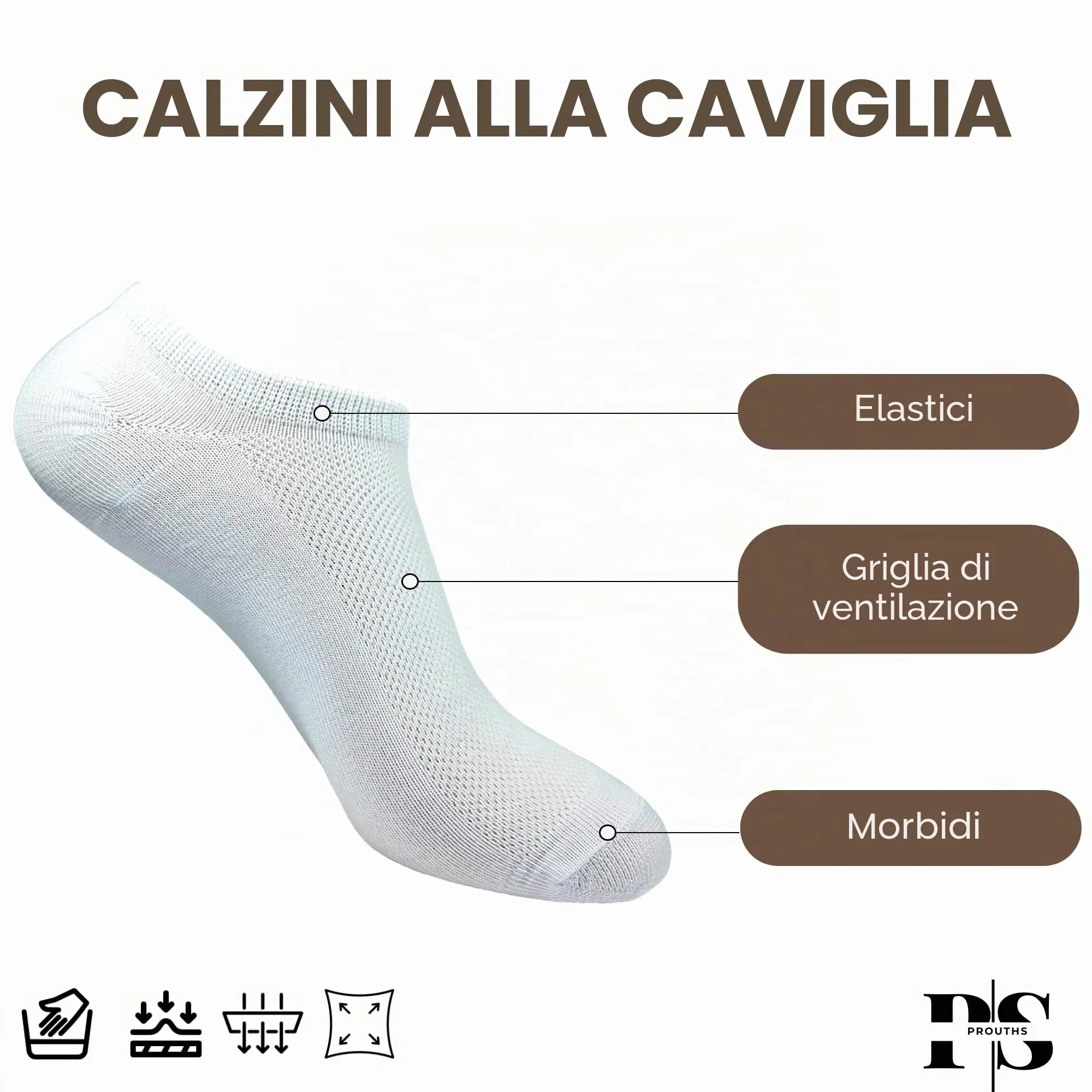 PS PROUTHS 12 Paia Calzini Corti Bassi Uomo Donna Cotone Traspiranti Fantasmini Unisex, 35-40, Cookie - immagine 3