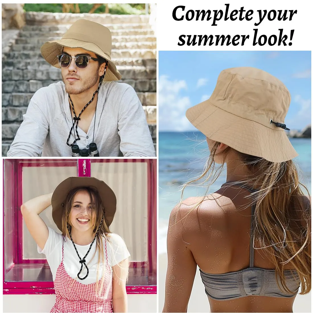 AIYVELU Cappello Bucket Hat Donna Estivo Antipioggia e Protezione Solare Pieghevole e Traspirante (Cachi) - immagine 6