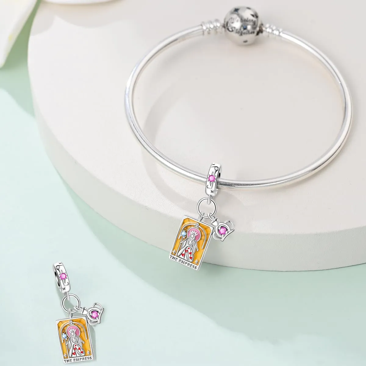 TINSLO Bead Charm Ciondolo Argento Sterling 925 con Cubic Zirconia per Braccialetti e Collane Europee - immagine 3