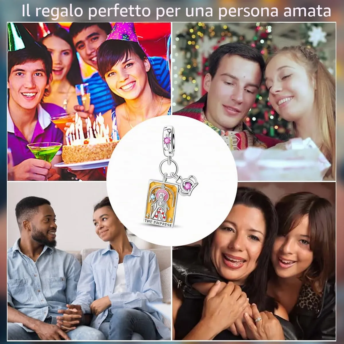 TINSLO Bead Charm Ciondolo Argento Sterling 925 con Cubic Zirconia per Braccialetti e Collane Europee - immagine 6
