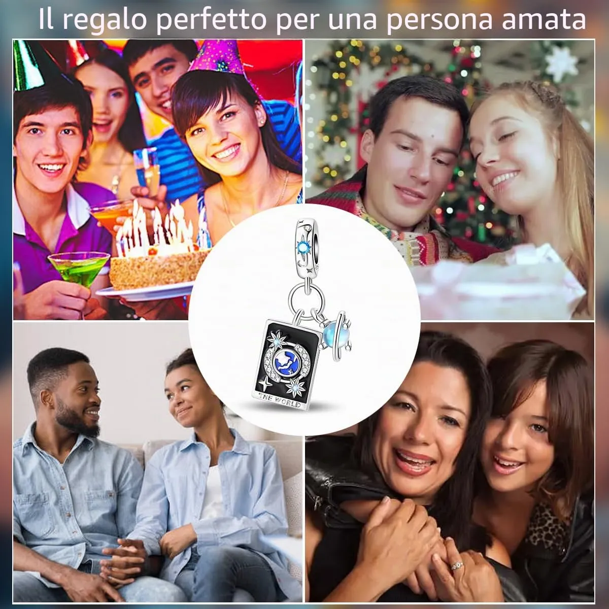 TINSLO Bead Charm in Argento Sterling 925 con Cubic Zirconia per Braccialetti e Collane Europei - immagine 6