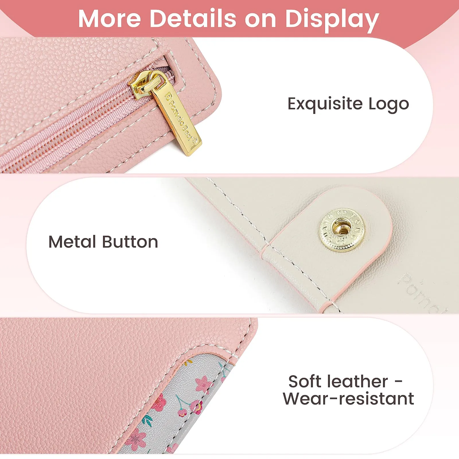 Pomelo Best Portafoglio da Donna Piccolo in Pelle PU con Blocco RFID, Rosa Antico - immagine 4