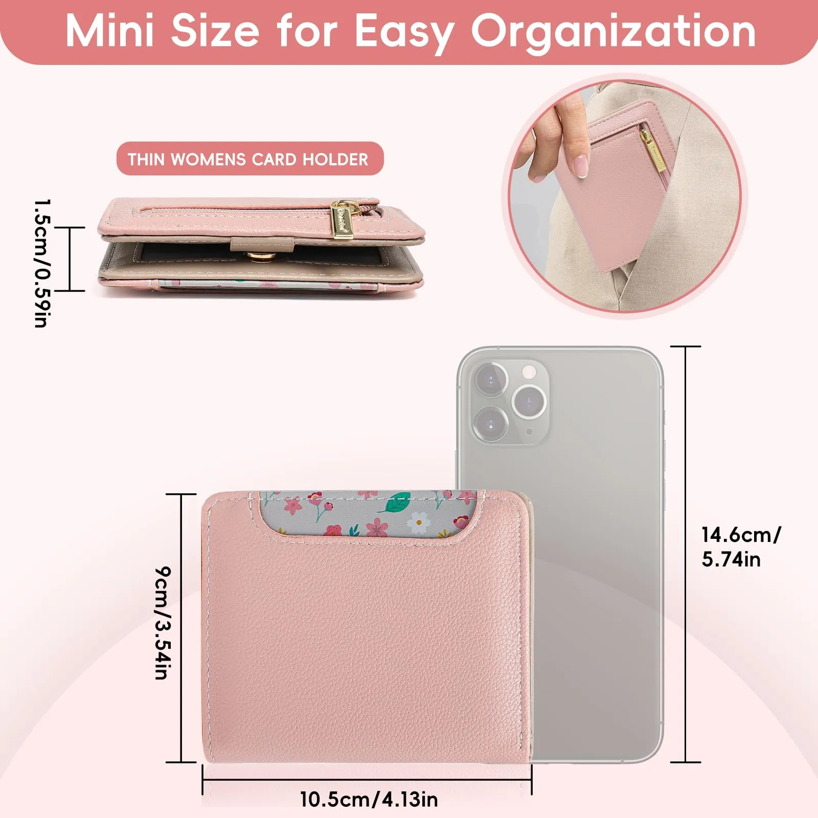 Pomelo Best Portafoglio da Donna Piccolo in Pelle PU con Blocco RFID, Rosa Antico - immagine 5