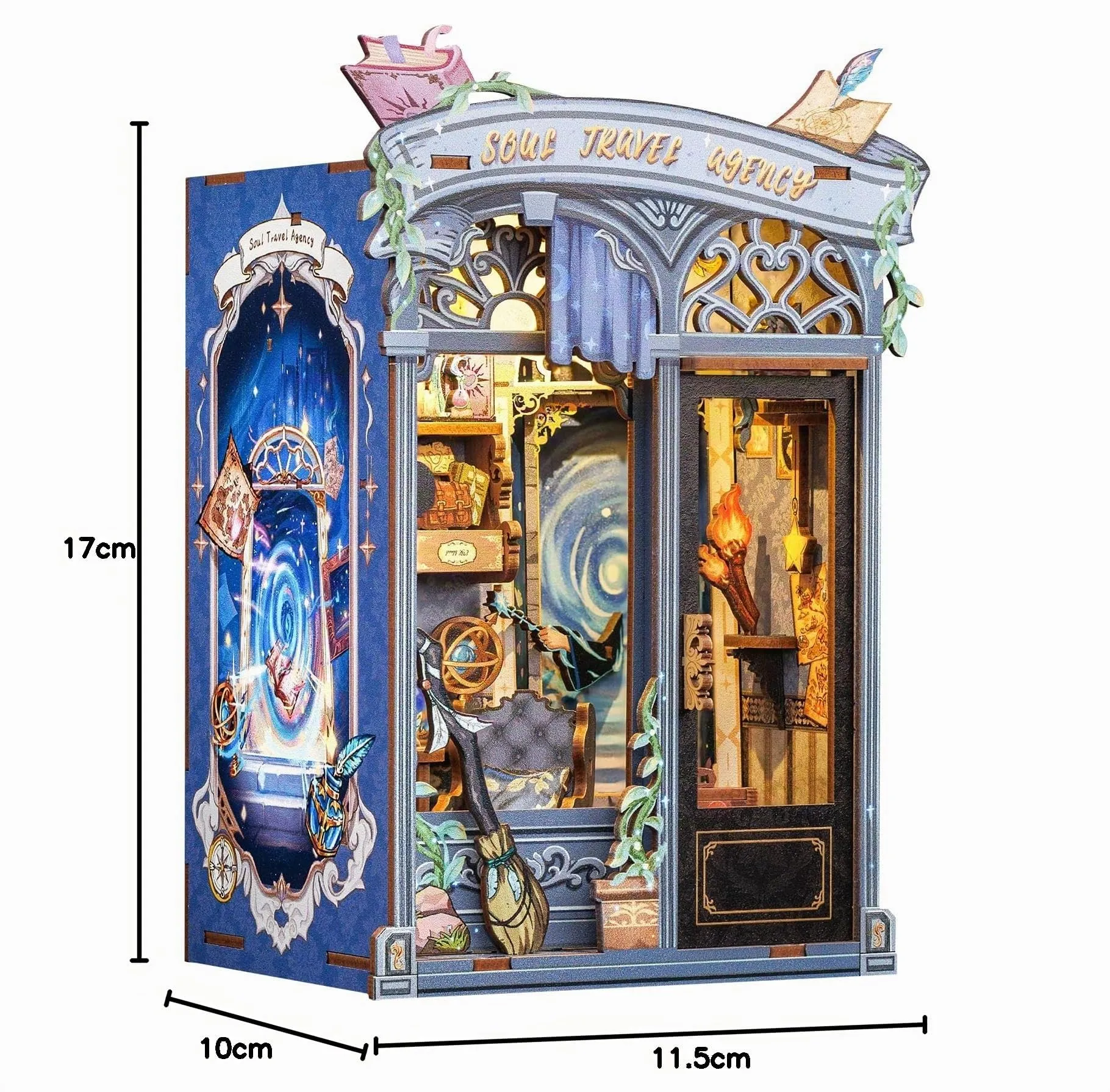 CUTEBEE Book Nook Kit Soul Travel Agency, DIY 3D Miniature Wooden Library for Adults - immagine 8