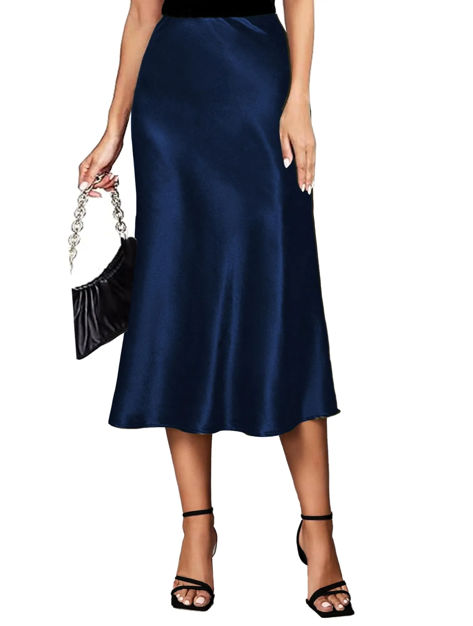 Koerye Gonna Donna Midi Satinata Vita Alta A-Line - immagine 1
