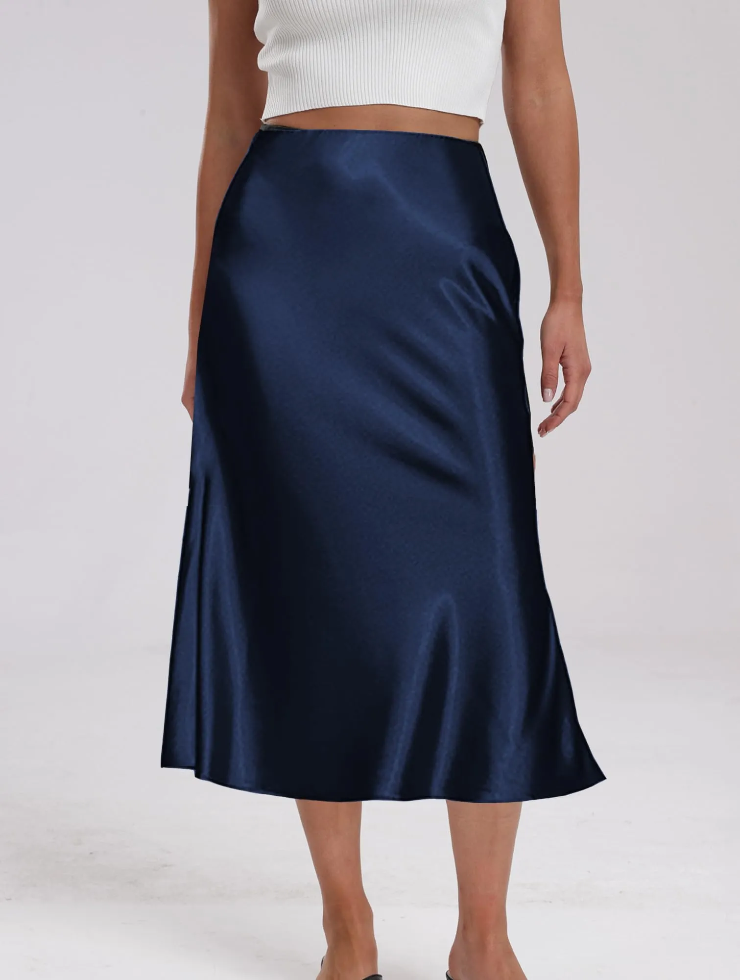 Koerye Gonna Donna Midi Satinata Vita Alta A-Line - immagine 4