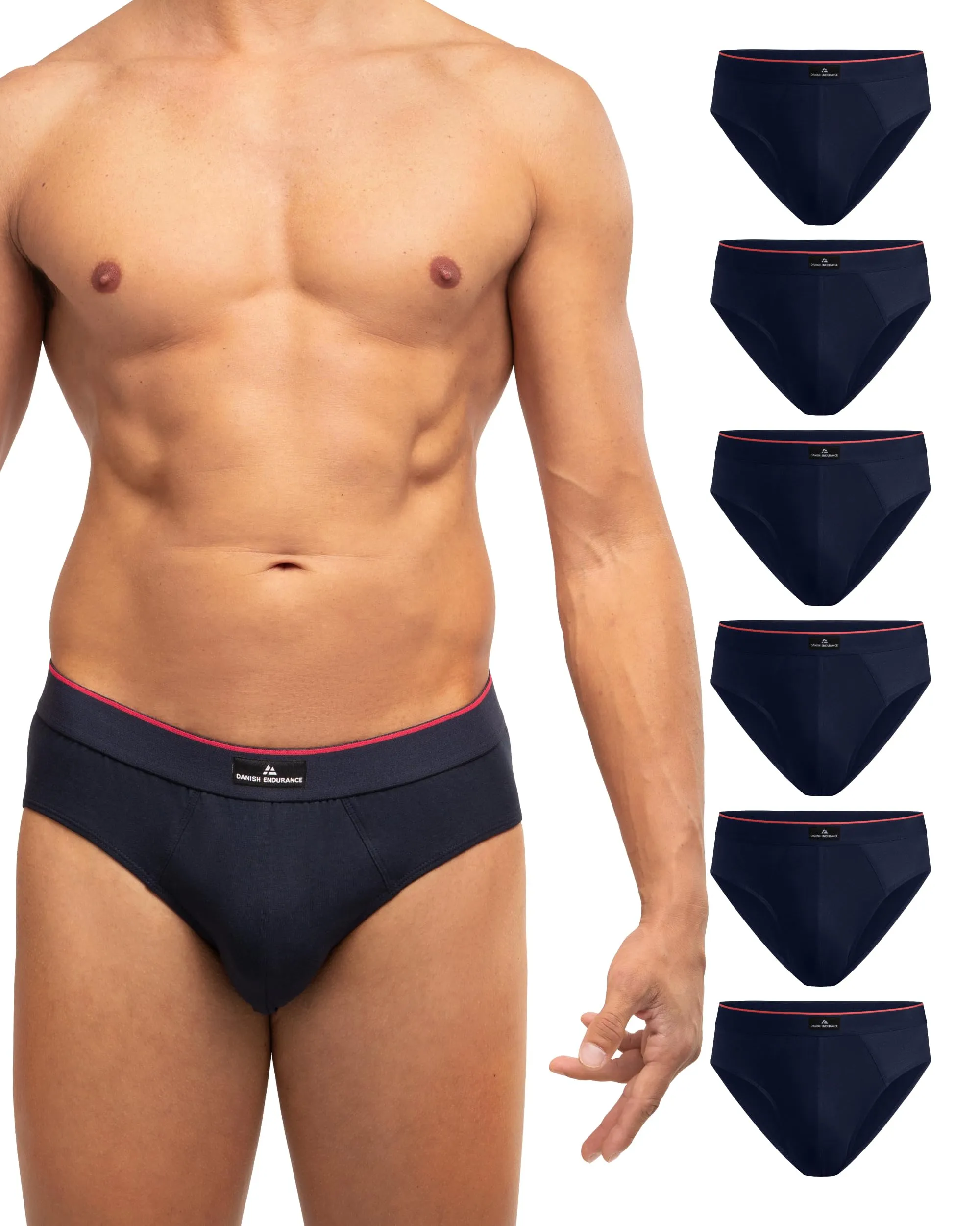 Danish Endurance Slip Uomo Cotone, Navy/Rosso, L - immagine 1