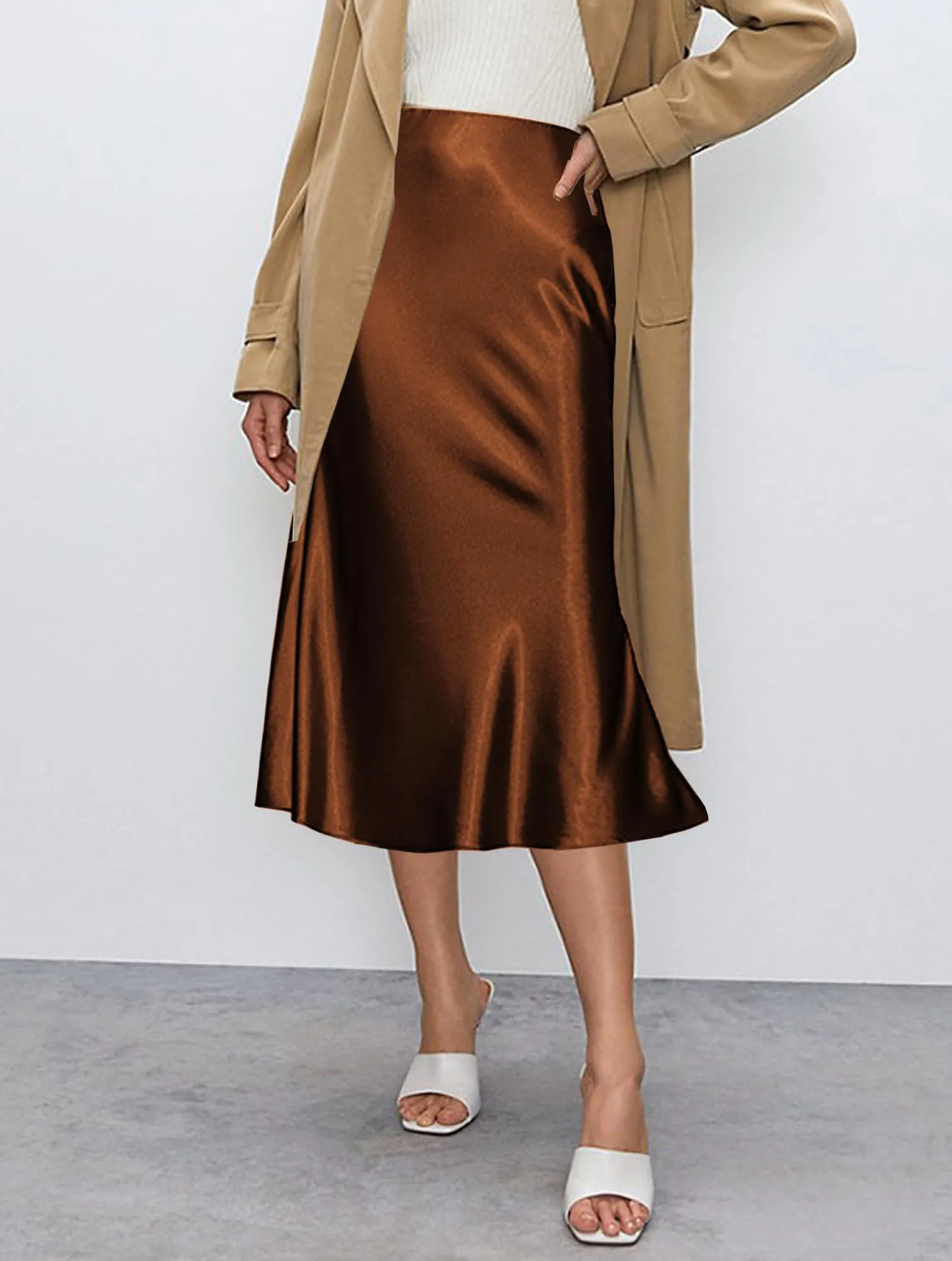 Koerye Gonna Donna Lunga in Raso Seta Elastica Vintage Avvolgente - immagine 4
