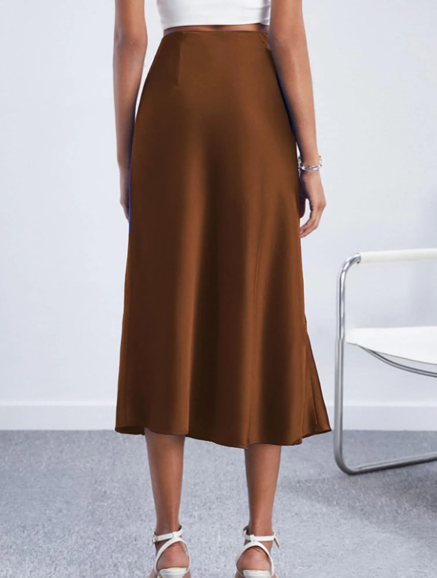Koerye Gonna Donna Lunga in Raso Seta Elastica Vintage Avvolgente - immagine 5