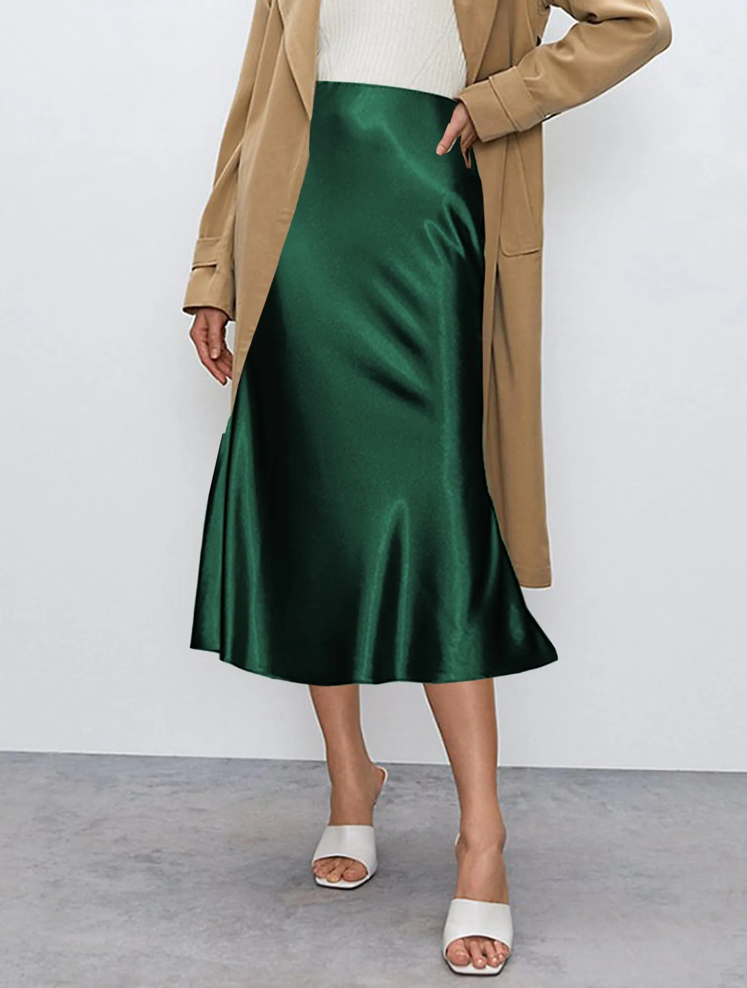 Koerye Gonna Donna Lunga in Raso Seta Elastica Vintage Avvolgente - immagine 3