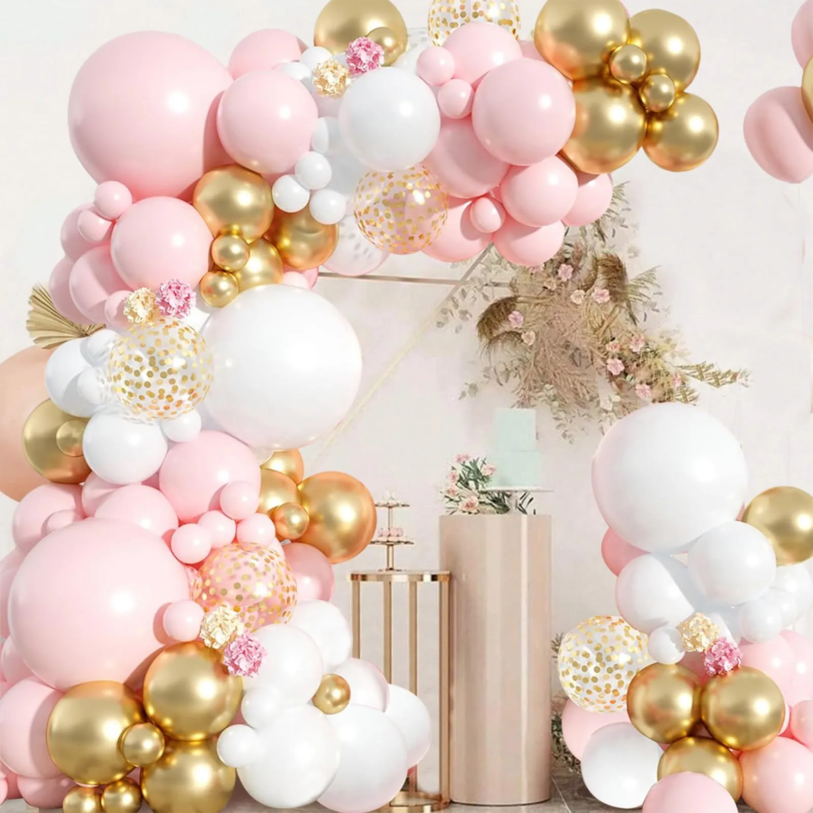 fairymaiden Kit Arco di Palloncini Rosa, Bianchi e Oro, 105 Pezzi - immagine 3