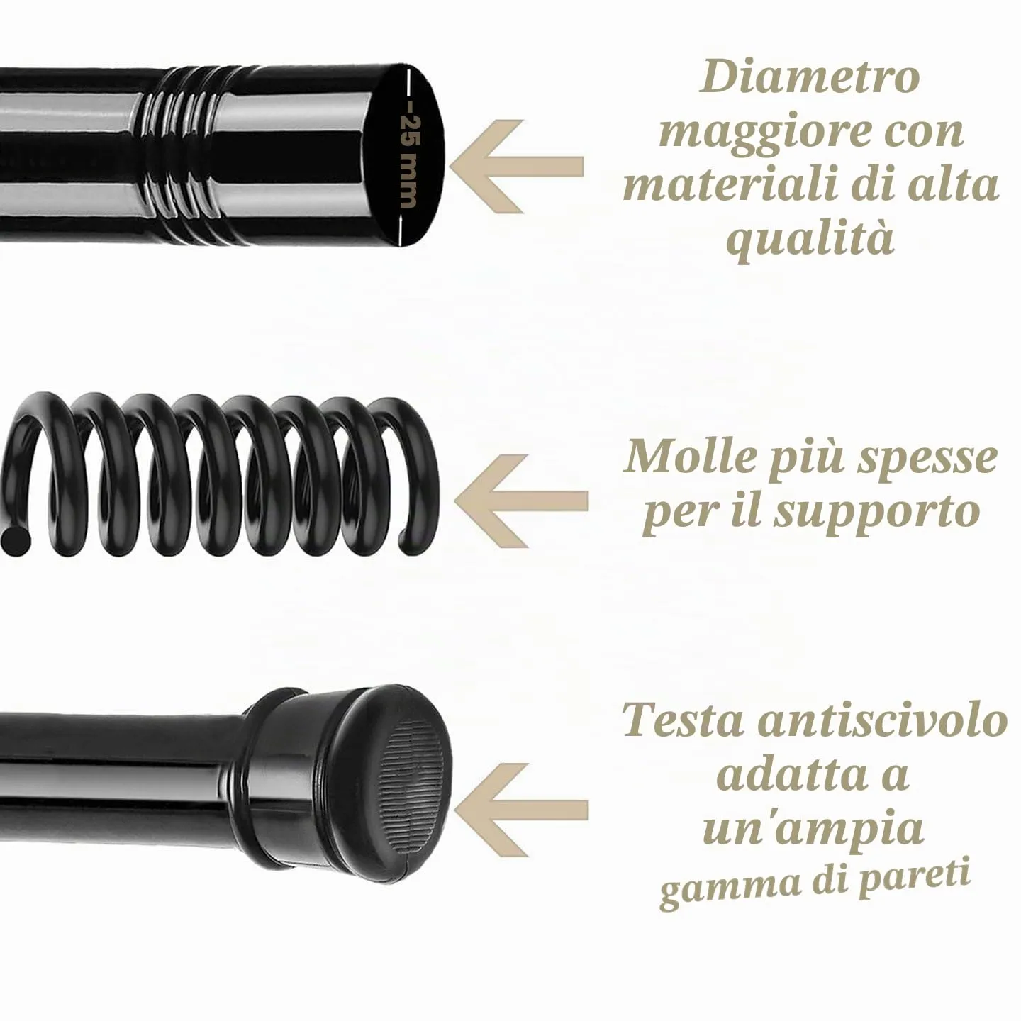 Rod&Trikin Bastone Per Tenda a Pressione Telescopico Argento 83-180cm - immagine 3