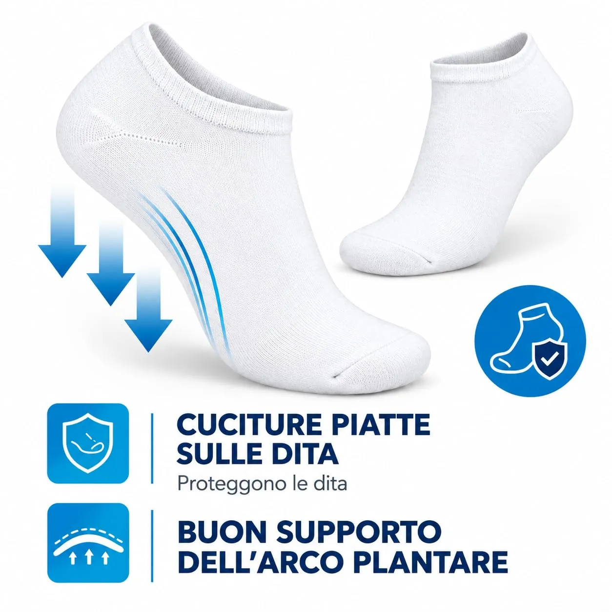 PS PROUTHS Calzini Corti Bassi Fantasmini Unisex in Cotone, 12 Paia, Bianco, 35-40 - immagine 2