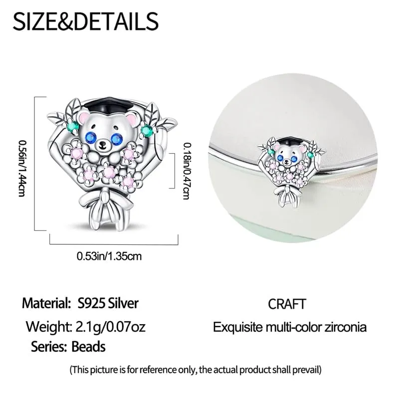 KUNSIR Ciondolo in Argento Sterling 925 con Cubic Zirconia per Braccialetti e Collane Europei - immagine 5