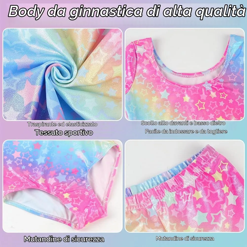 AOOWU Body da ginnastica e danza classica per bambina a maniche lunghe, Taglia 130 - immagine 3